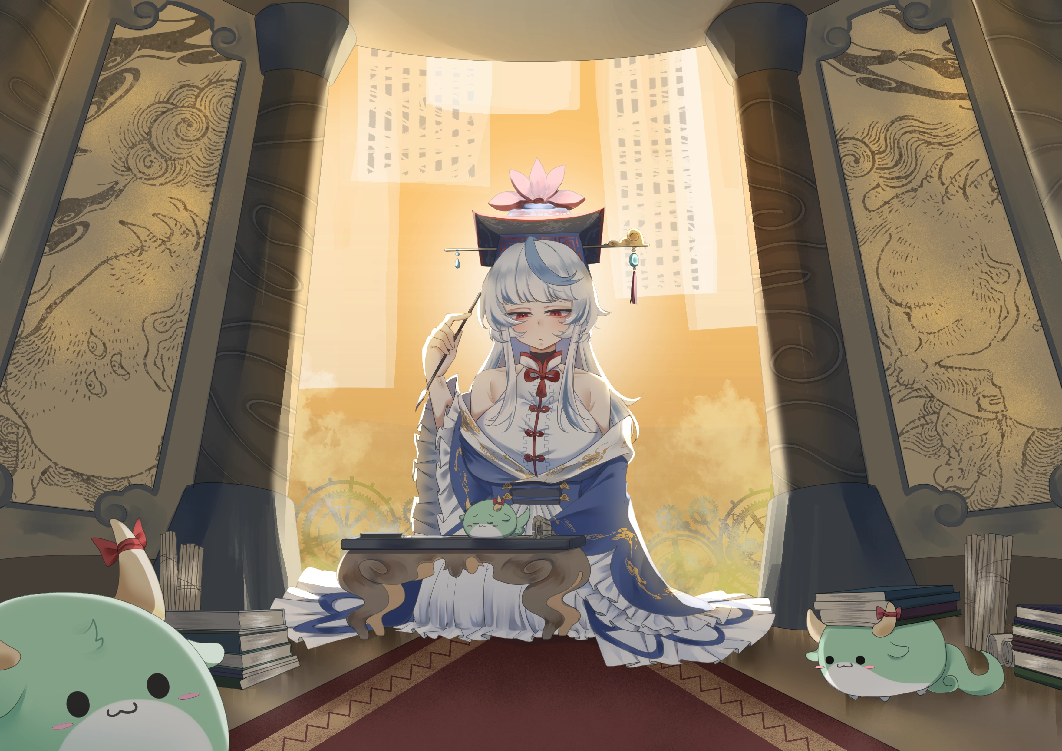 书_猫_微笑_裙子_帽子 衣服_长发_无_红眼_东方_白发,第1张 书_猫_微笑_裙子_帽子 衣服_长发_无_红眼_东方_白发,第1张