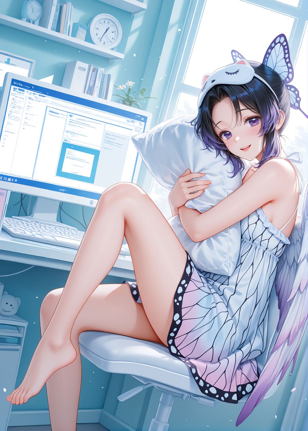 鬼灭之刃 甘露寺蜜璃 祢豆子 蝴蝶忍 动漫壁纸 睡衣抱枕,第4张