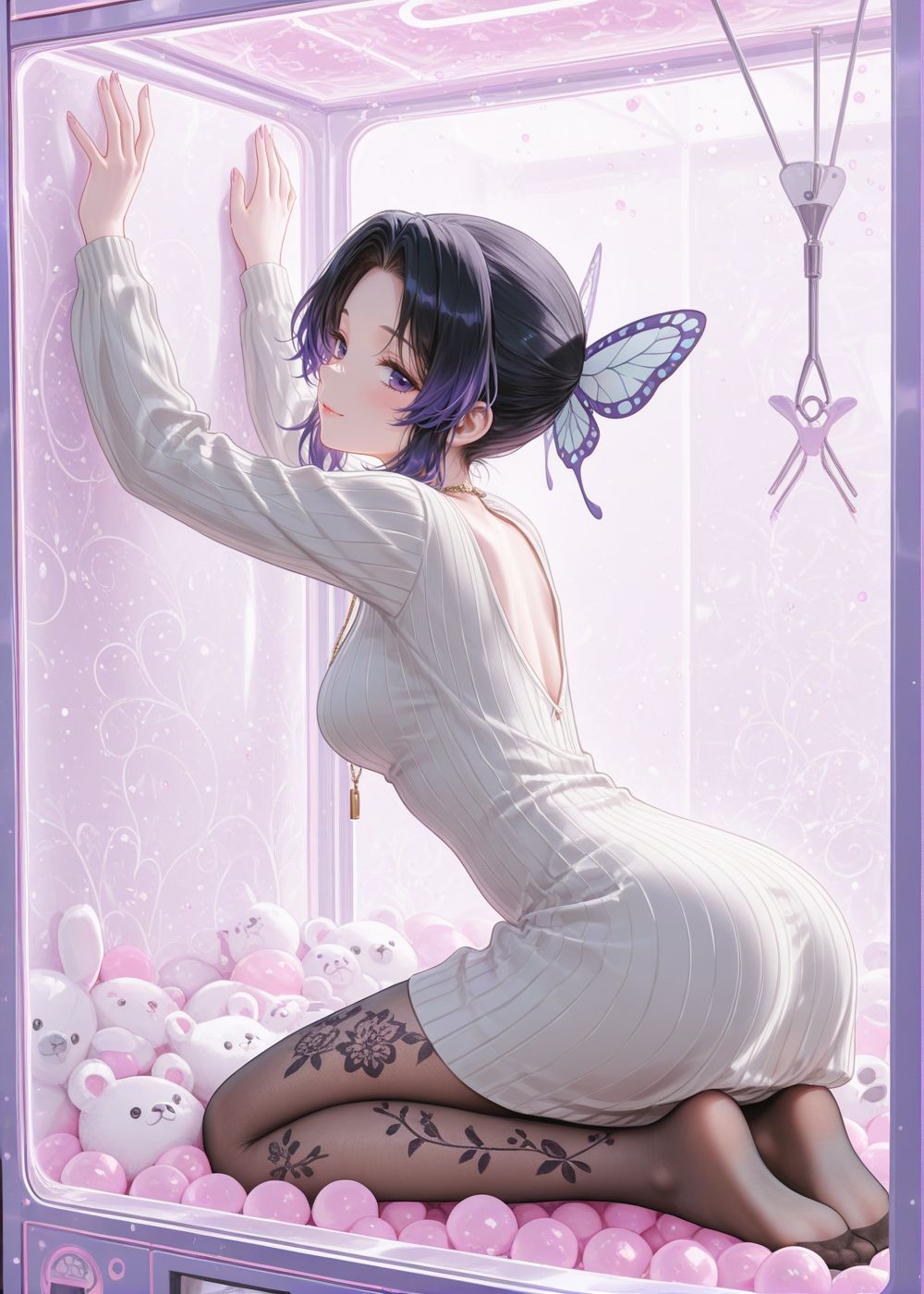 娃娃机 鬼灭之刃 甘露寺蜜璃 蝴蝶忍 祢豆子 动漫壁纸 丝袜黑丝 大长腿,第2张