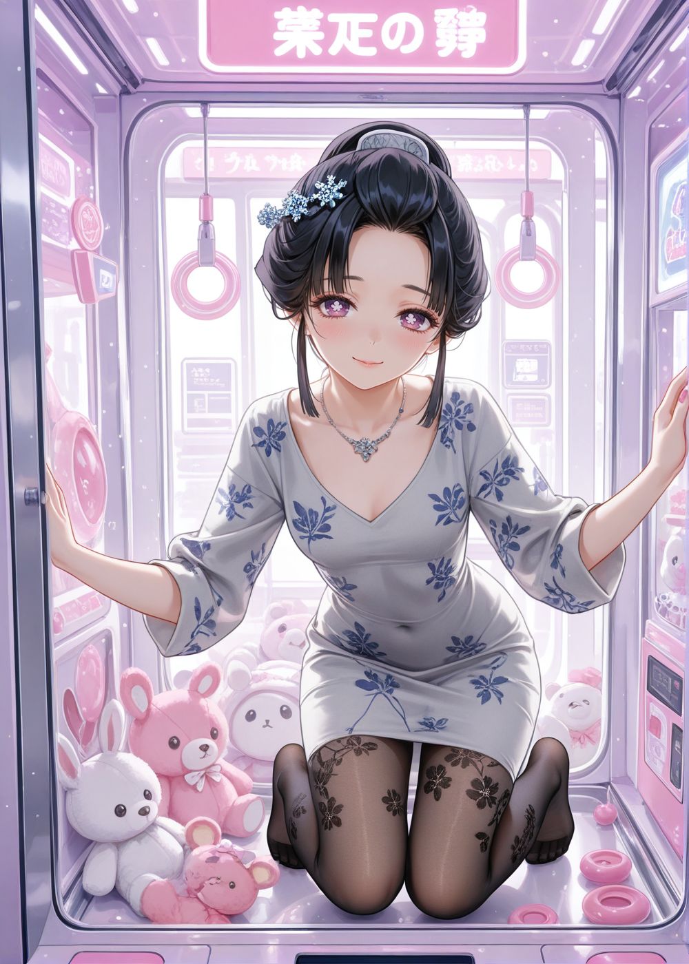 娃娃机 鬼灭之刃 甘露寺蜜璃 蝴蝶忍 祢豆子 动漫壁纸 丝袜黑丝 大长腿,第4张