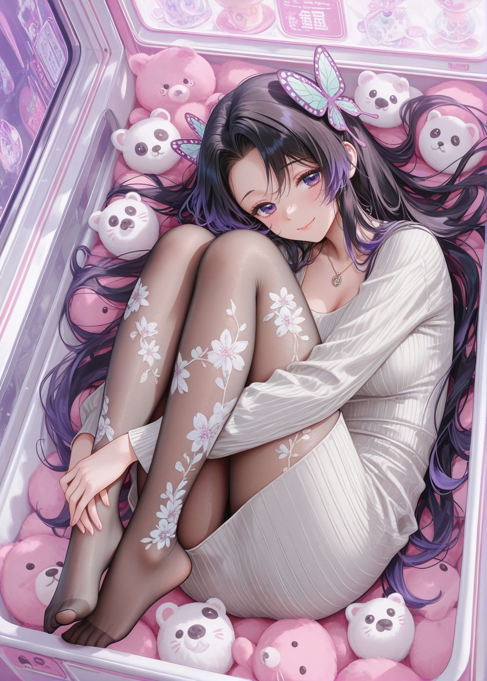 娃娃机 鬼灭之刃 甘露寺蜜璃 蝴蝶忍 祢豆子 动漫壁纸 丝袜黑丝 大长腿,第6张