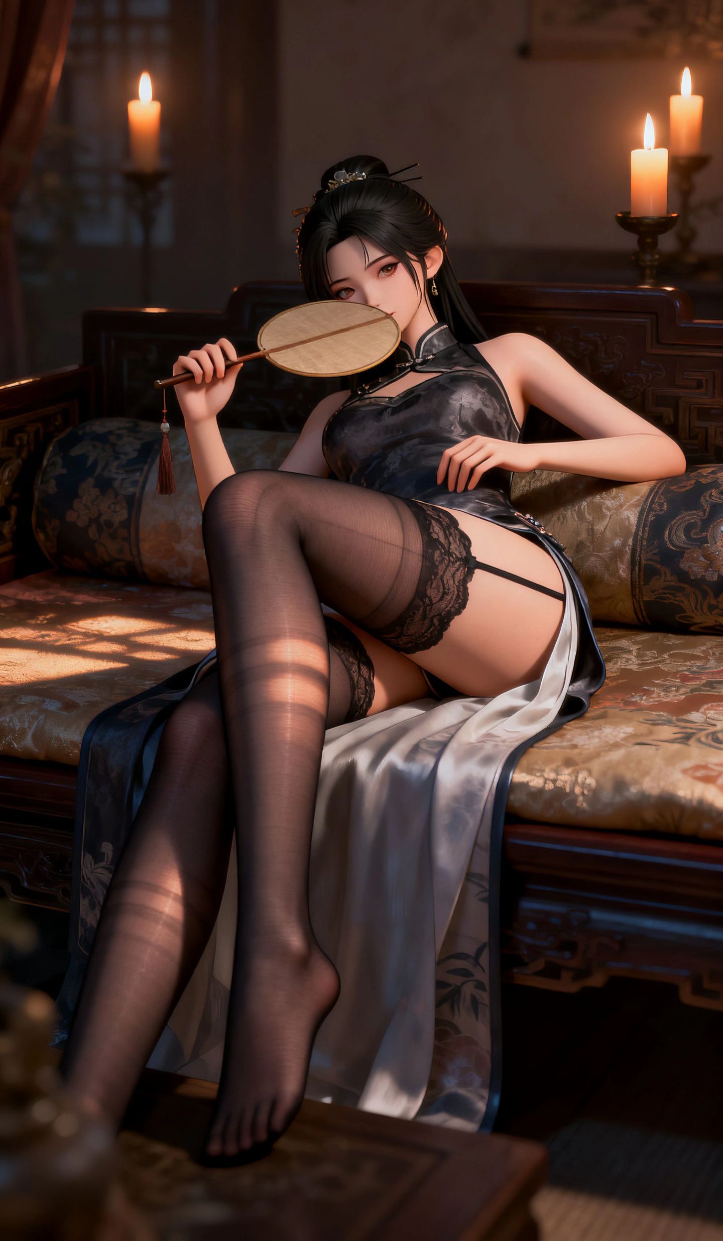 国漫女神 大长腿 御姐 黑丝吊带 美女壁纸,第2张