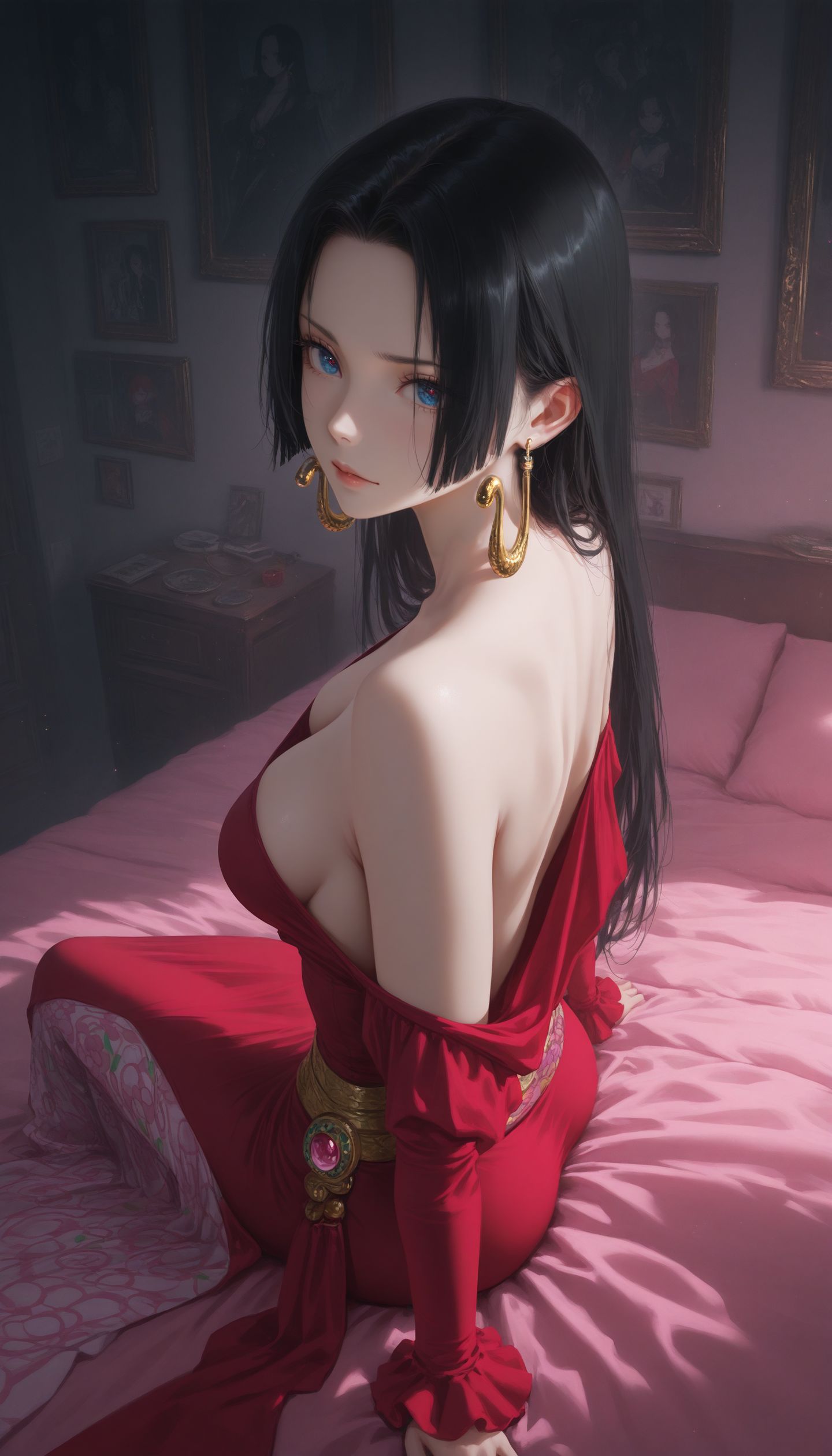 海贼王 女帝汉库克 美背杀 ai绘画壁纸图片,第1张