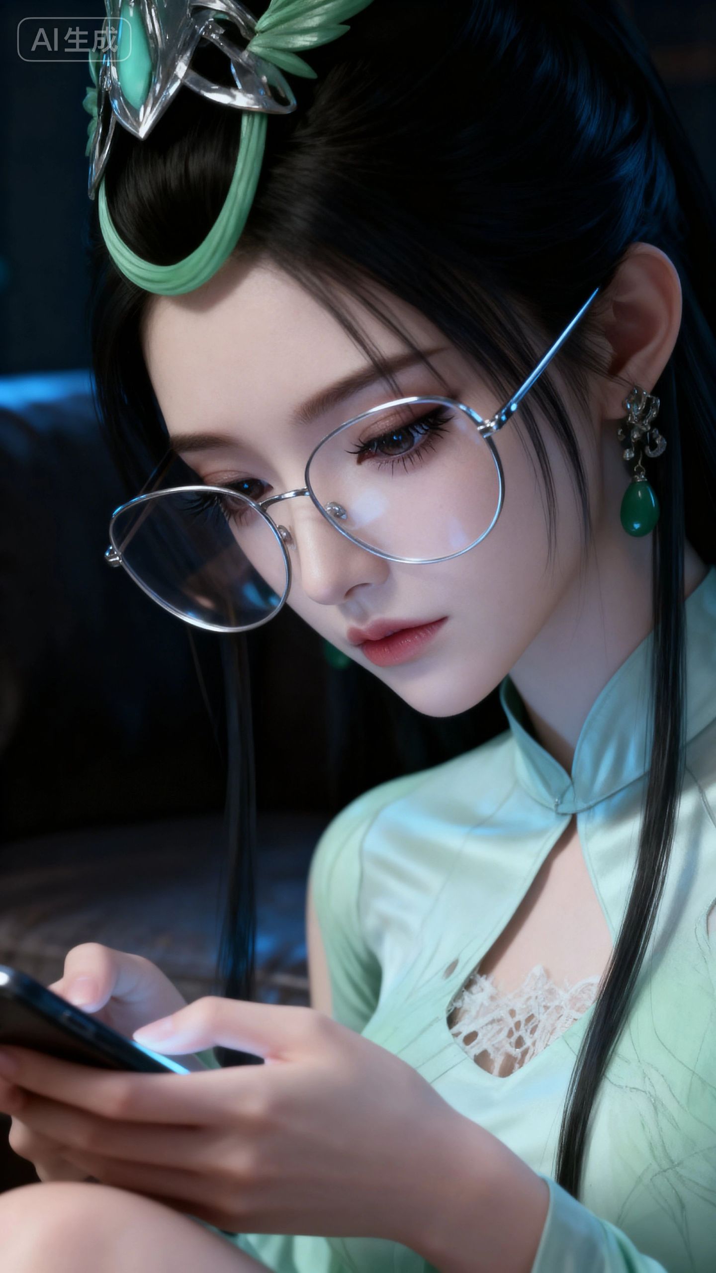 神国之上陆嫁嫁玩手机 神国之上 国漫女神 古风壁纸,第1张