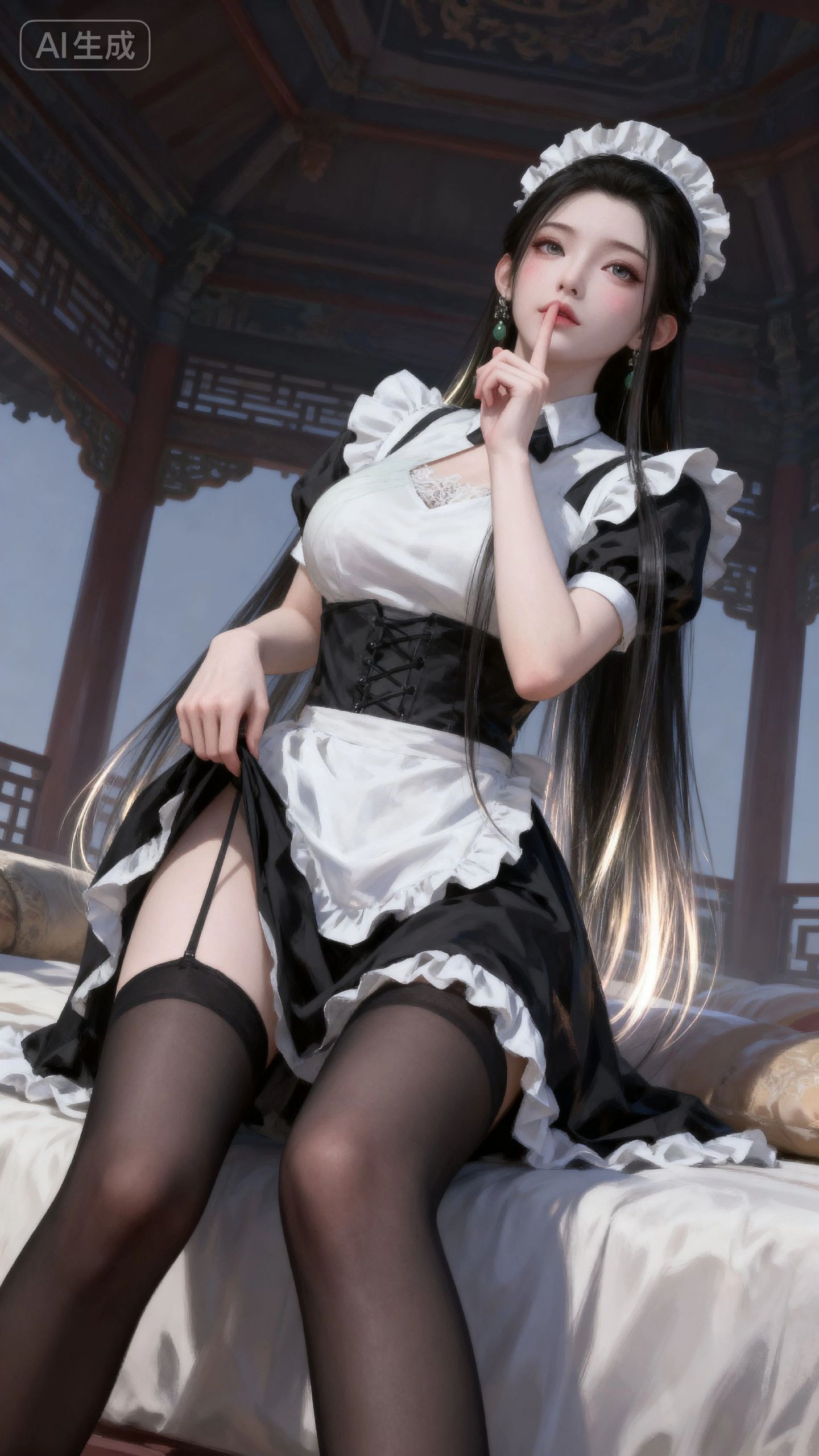 陆嫁嫁 神国之上动画 女仆装 黑白丝 壁纸 古风 国漫女神,第2张