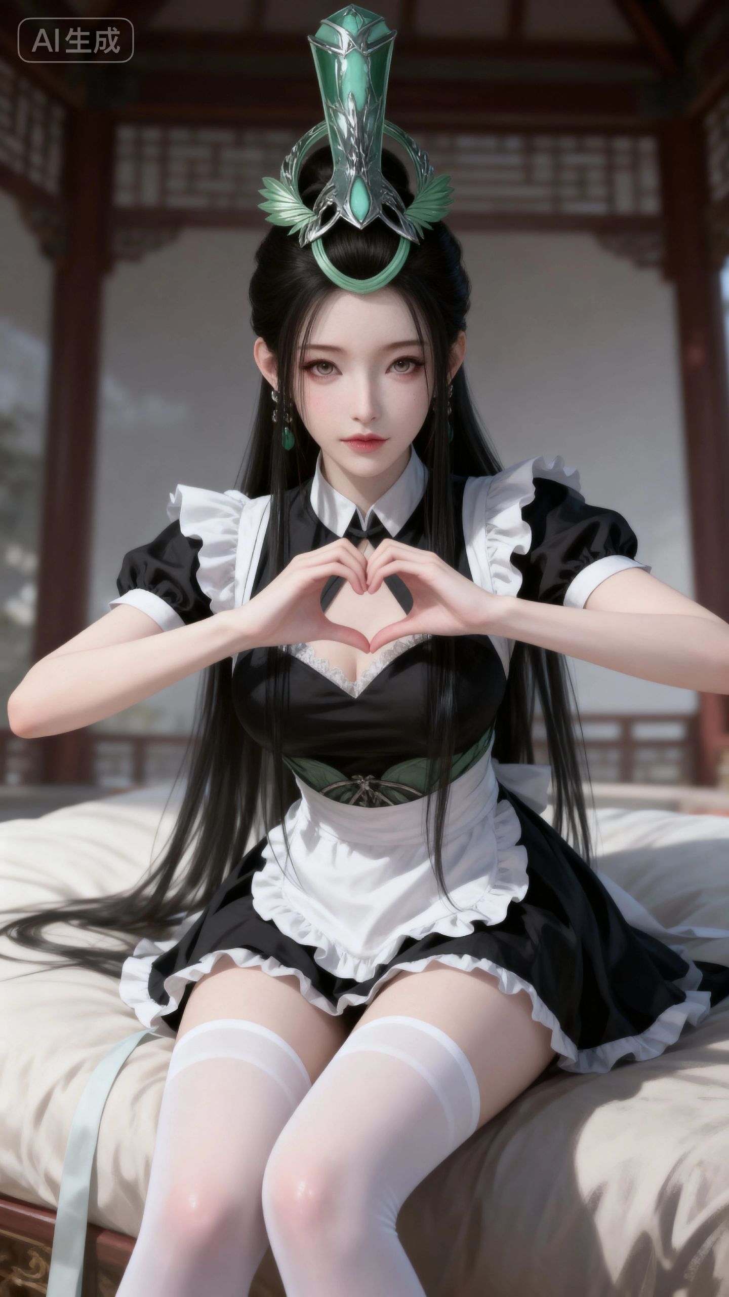 陆嫁嫁 神国之上动画 女仆装 黑白丝 壁纸 古风 国漫女神,第3张