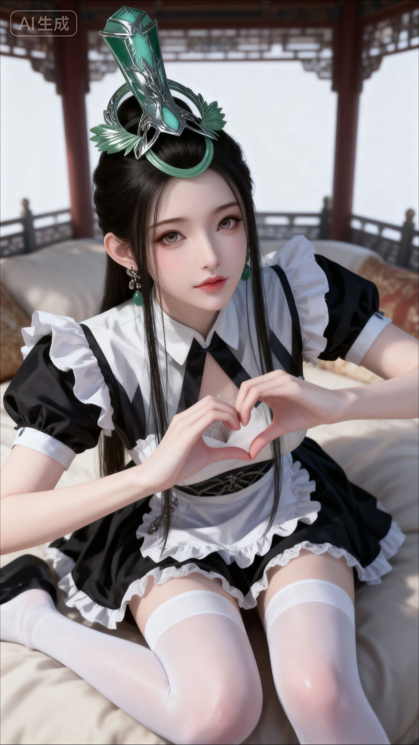 陆嫁嫁 神国之上动画 女仆装 黑白丝 壁纸 古风 国漫女神,第4张