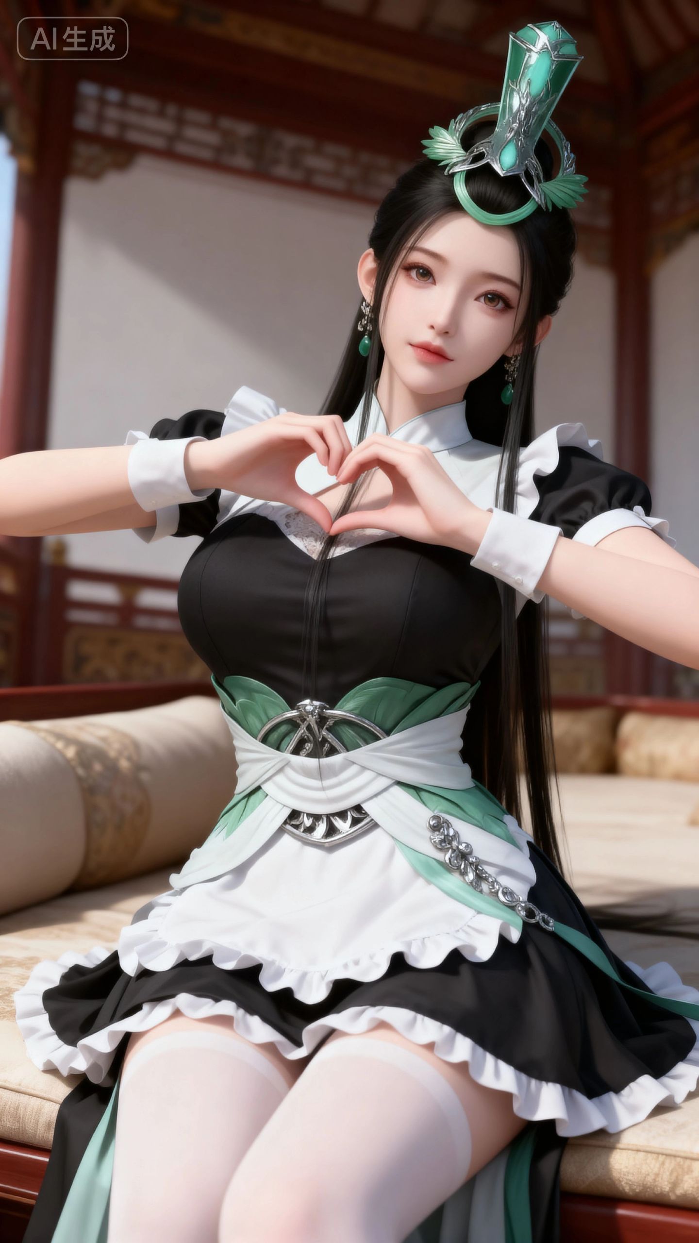 陆嫁嫁 神国之上动画 女仆装 黑白丝 壁纸 古风 国漫女神,第7张