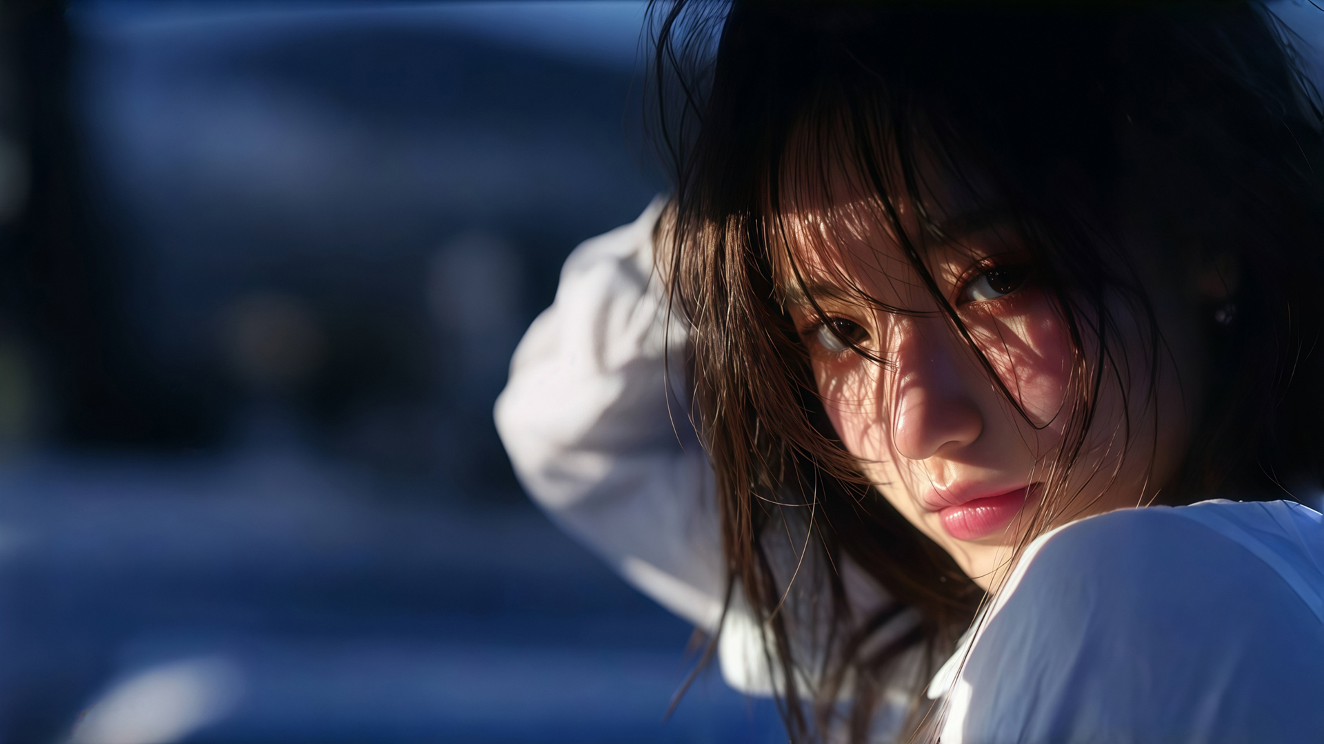 暗光风格 光影侧脸美女 超高清电脑桌面壁纸,第1张