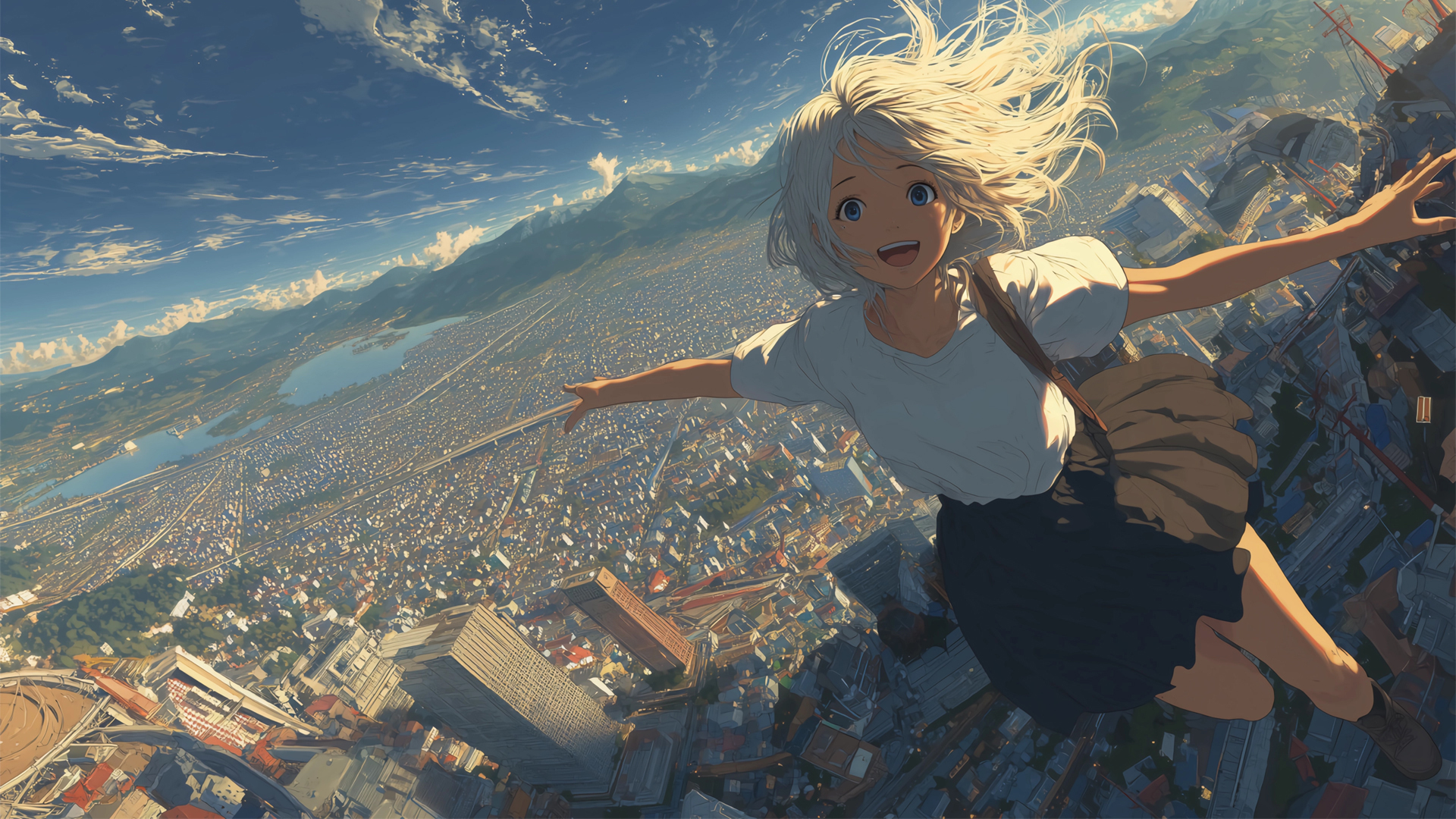 心向苍穹 女孩 起飞 次元动漫电脑桌面壁纸,第1张