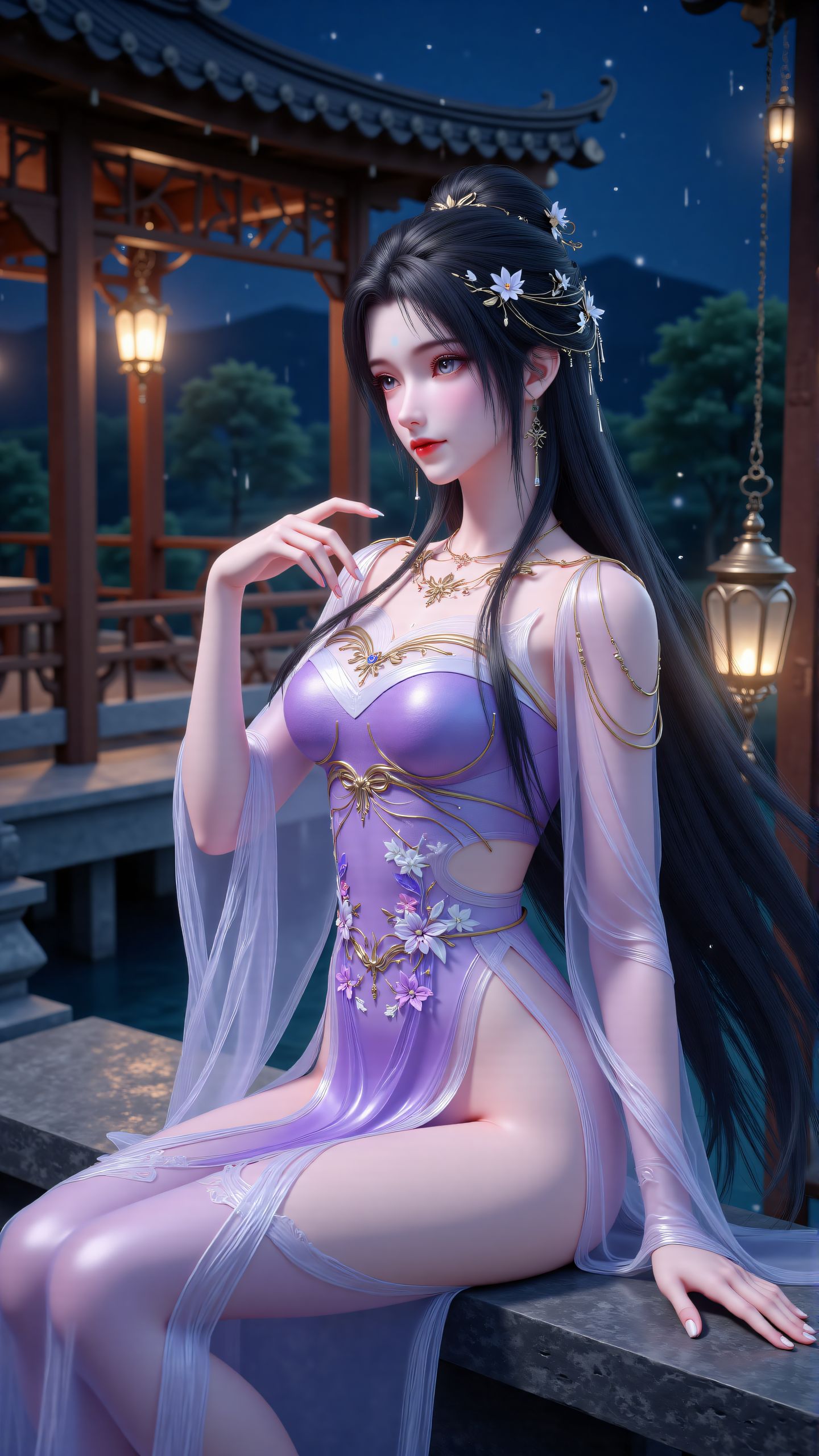 完美世界清漪 国风古装壁纸 国漫女神美女 紫色有韵味,第2张