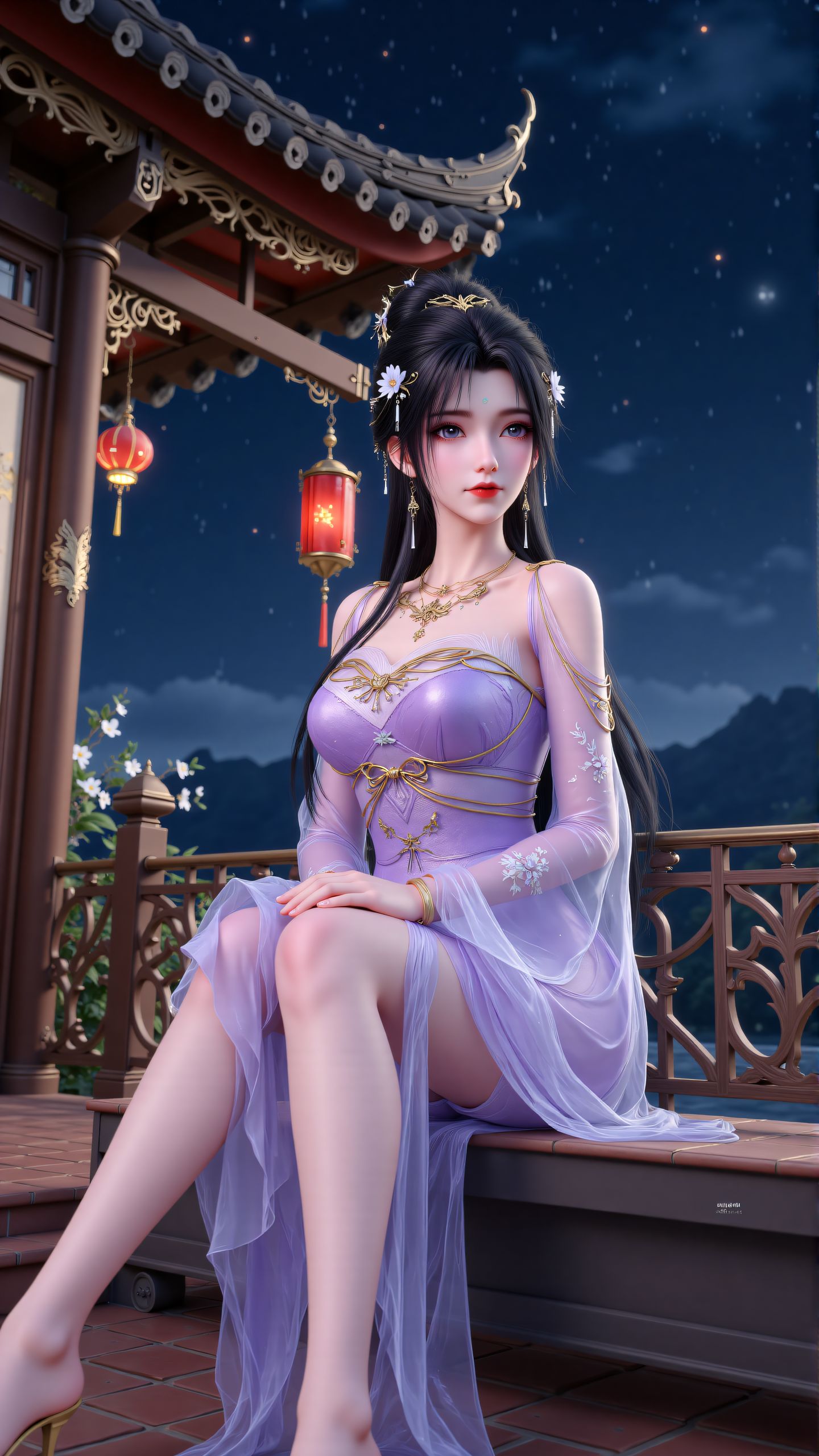 完美世界清漪 国风古装壁纸 国漫女神美女 紫色有韵味,第4张