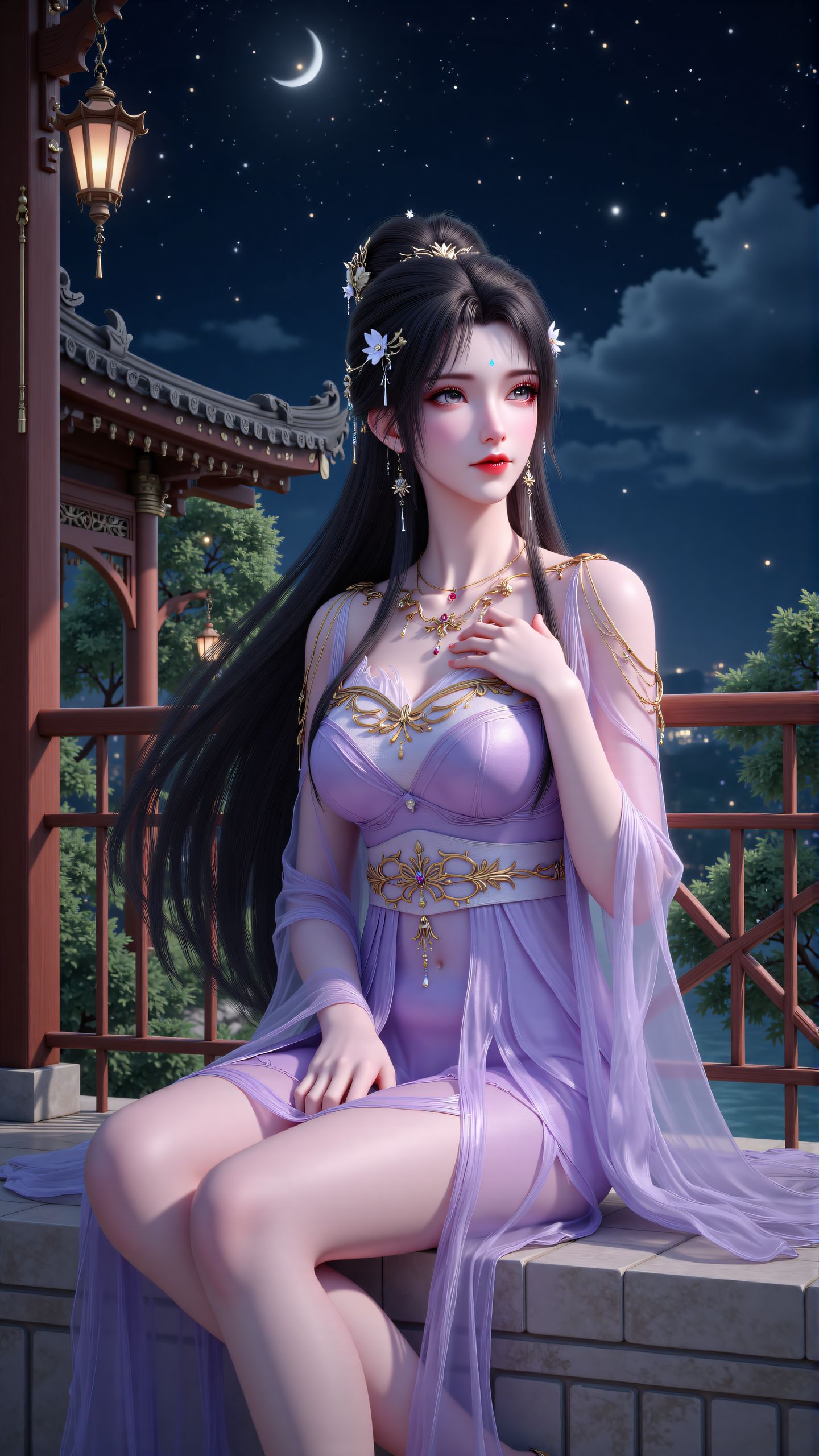 完美世界清漪 国风古装壁纸 国漫女神美女 紫色有韵味,第3张