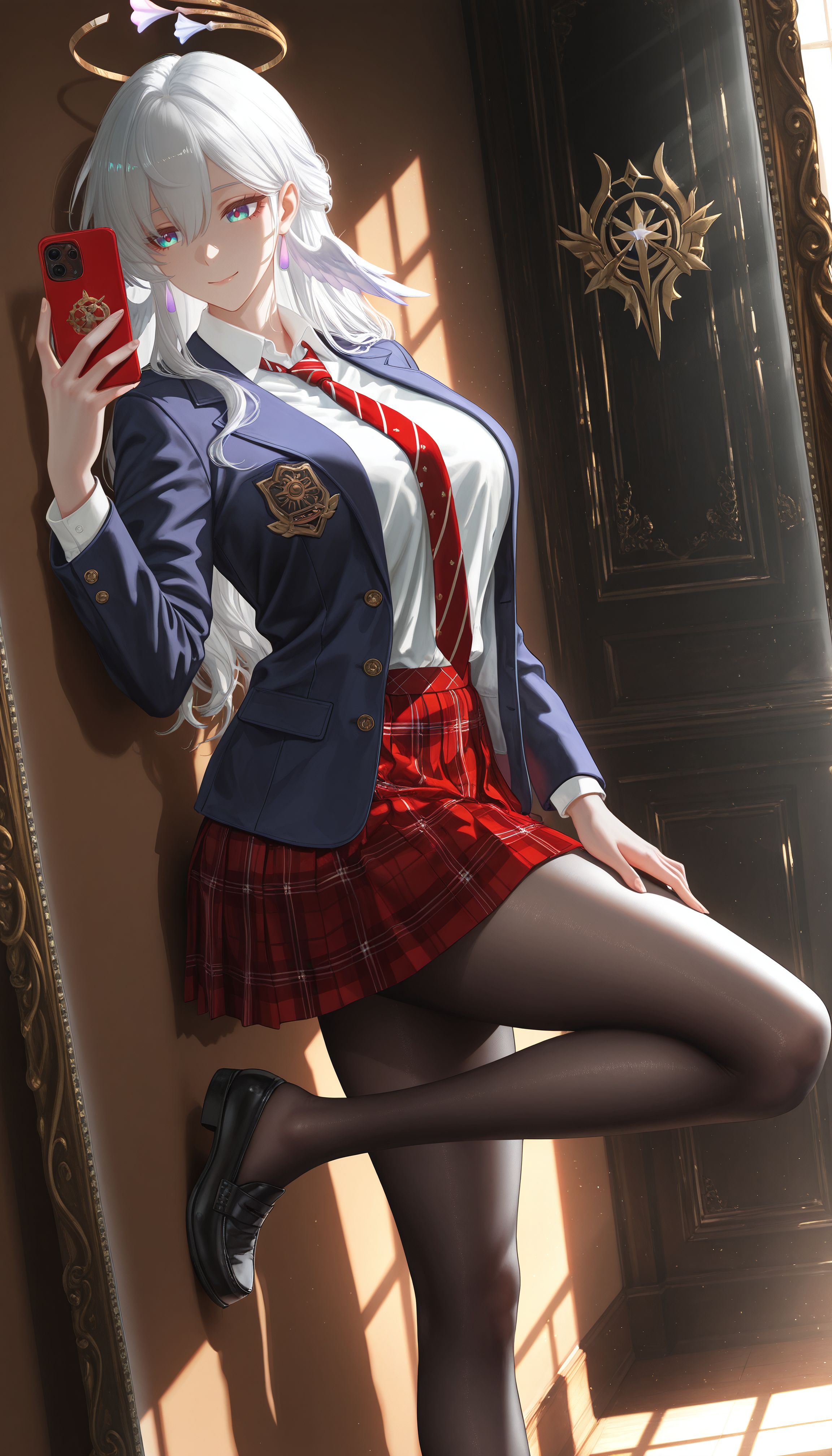 百变知更鸟小姐 二次元游戏崩坏星穹铁道 JK少女感 大长腿丝袜黑丝,第3张