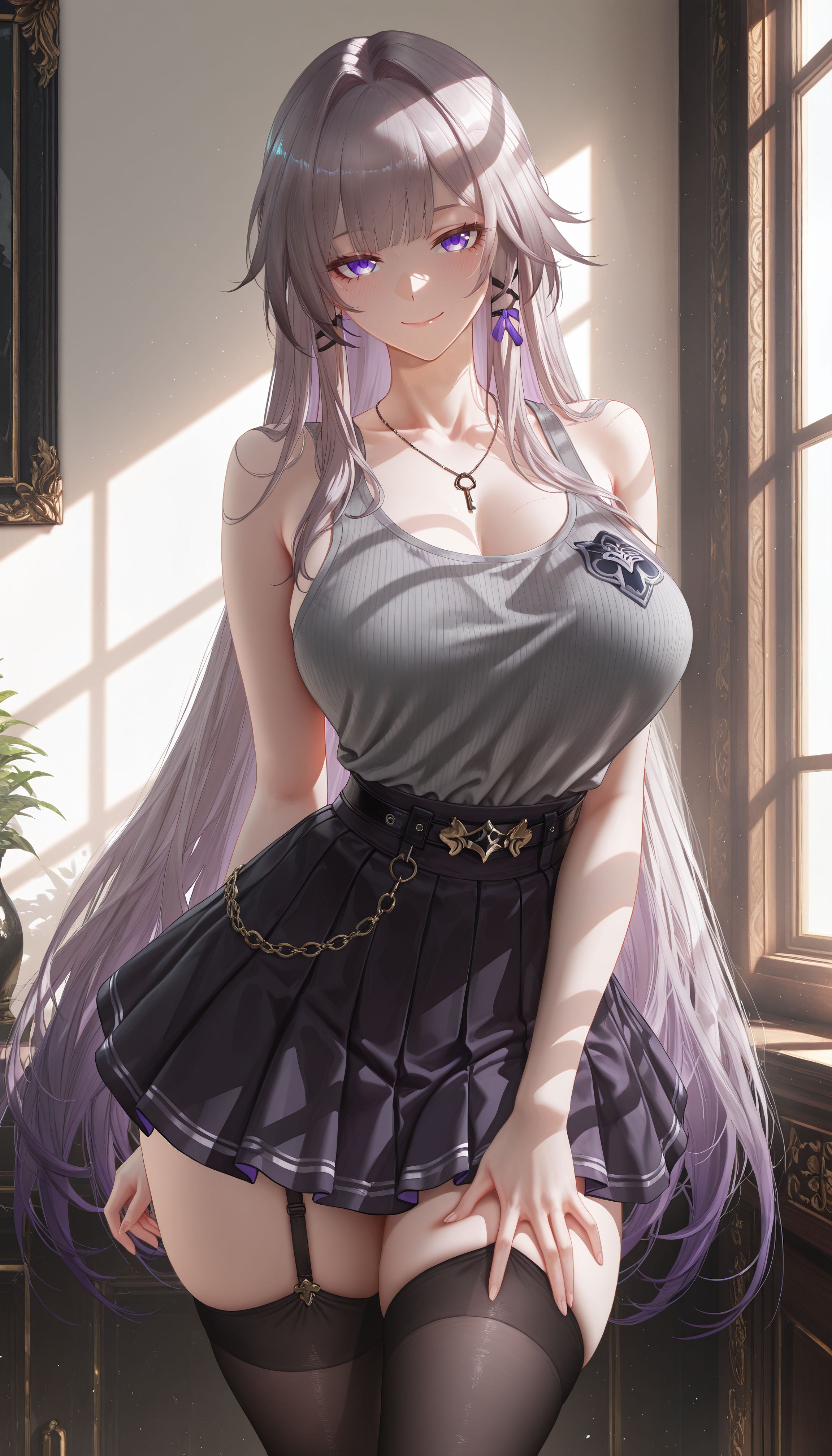 大黑塔 二次元 崩坏星穹铁道 少女感 黑丝吊带袜,第2张