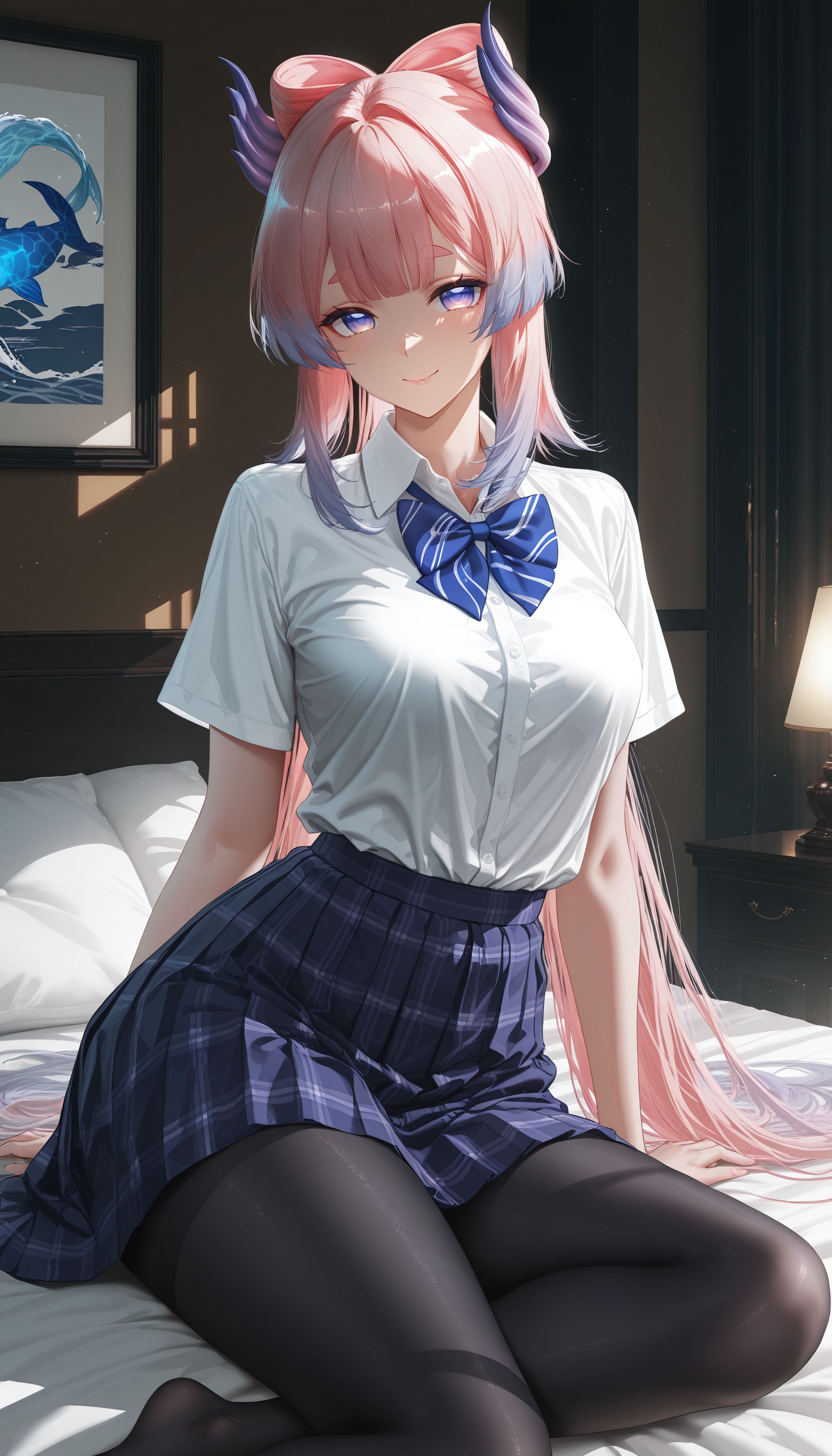 二次元游戏原神壁纸 厚黑美学 雷电将军 神里绫华 JK 裤袜丝袜黑丝,第3张