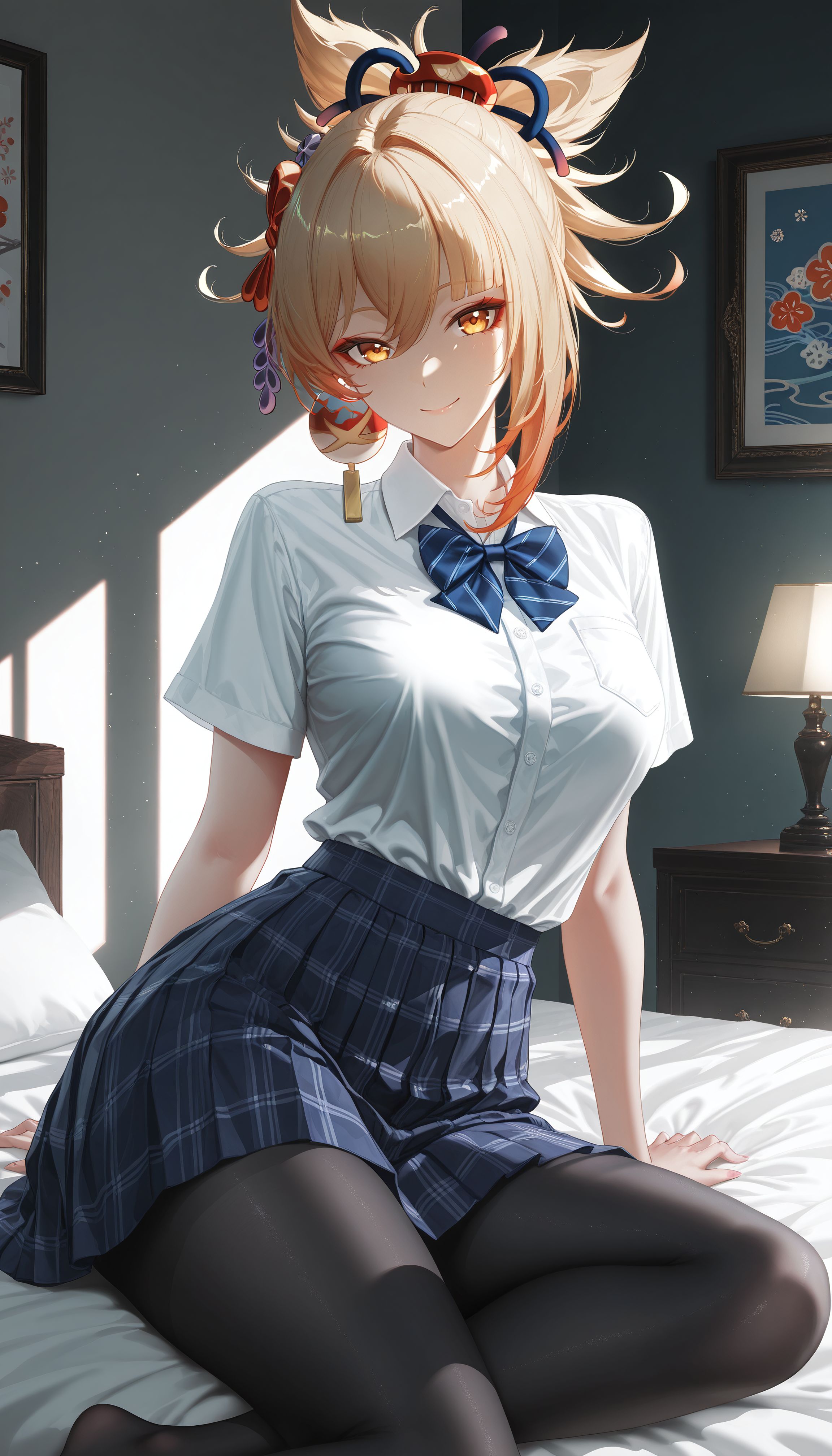 二次元游戏原神壁纸 厚黑美学 雷电将军 神里绫华 JK 裤袜丝袜黑丝,第5张