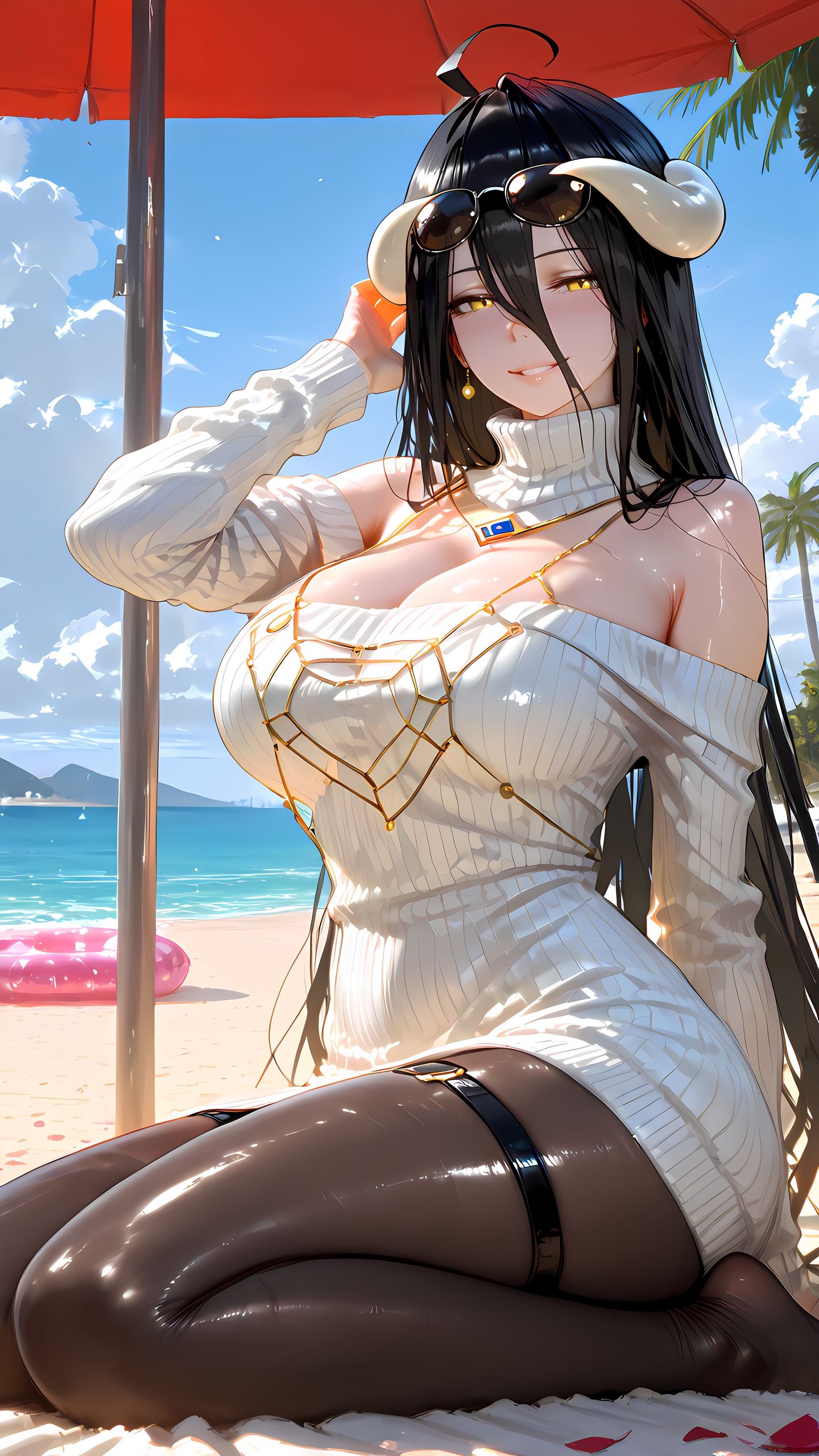 这真是老婆雅儿贝德魅魔 overlord 肉肉腿 沙滩海边日漫动漫美女,第2张
