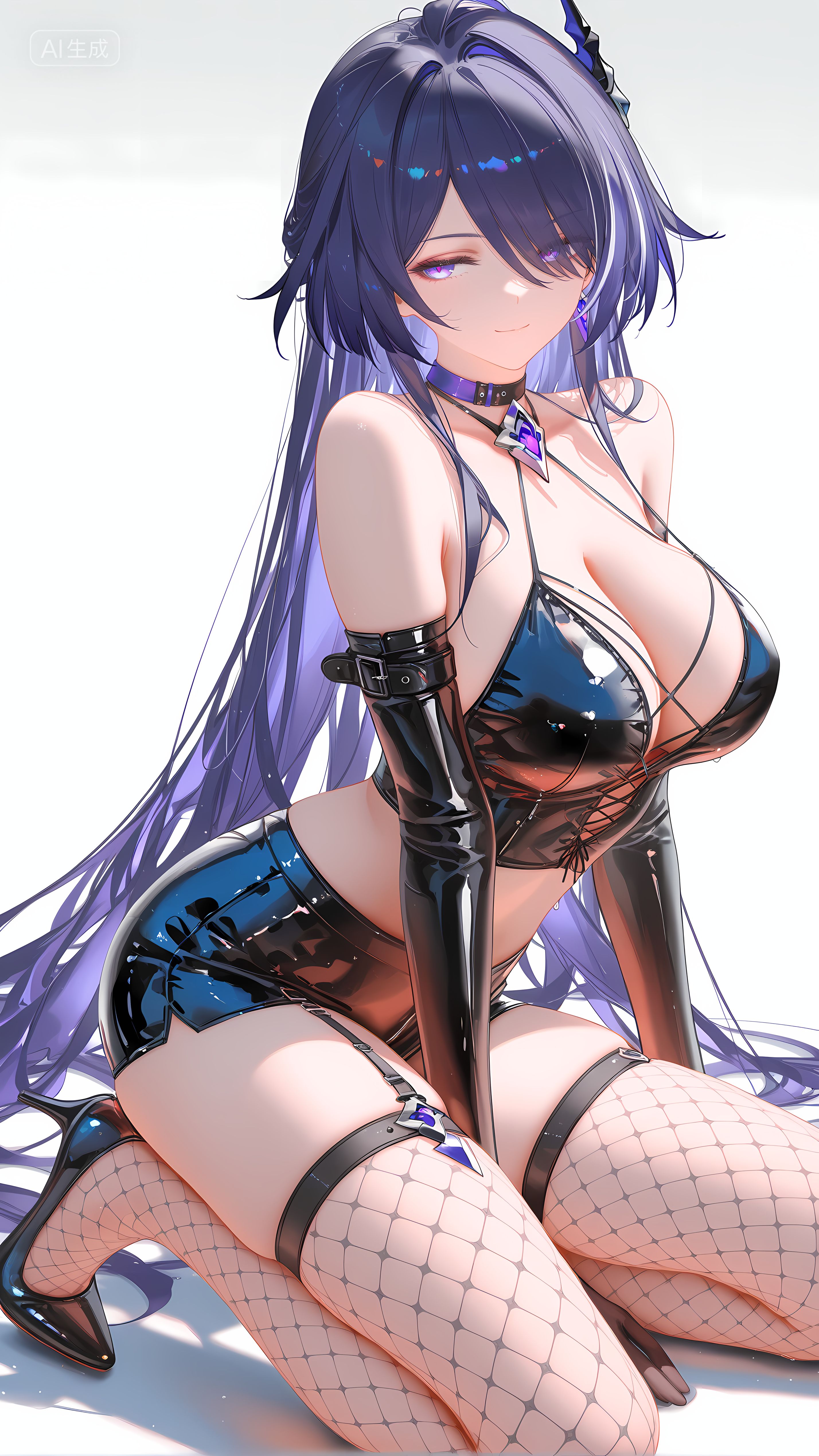 崩坏星穹铁道 黄泉 二次元美女 渔网袜 丝袜黑丝 皮衣,第1张