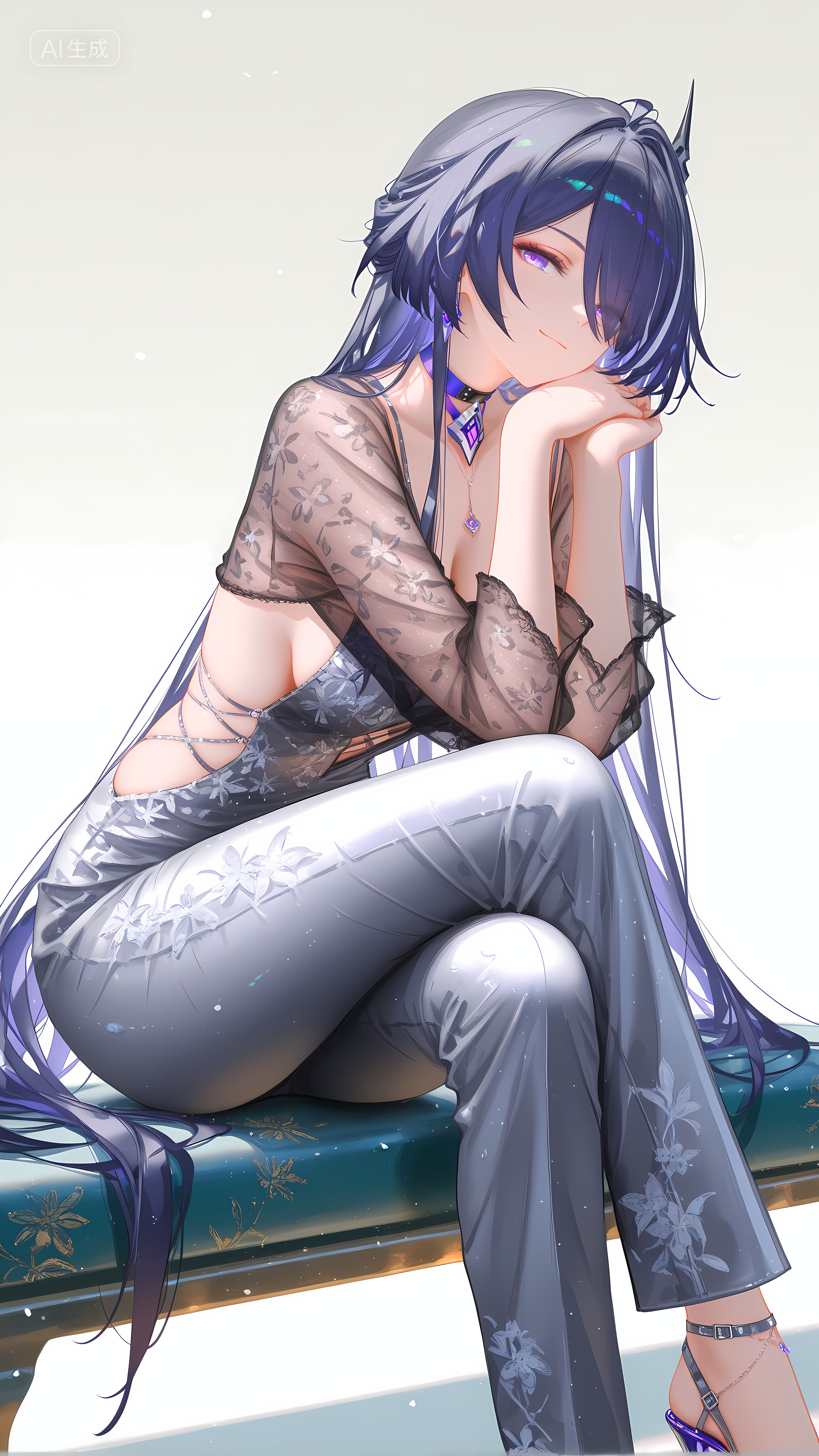 崩坏星穹铁道 黄泉 二次元美女 渔网袜 丝袜黑丝 皮衣,第2张