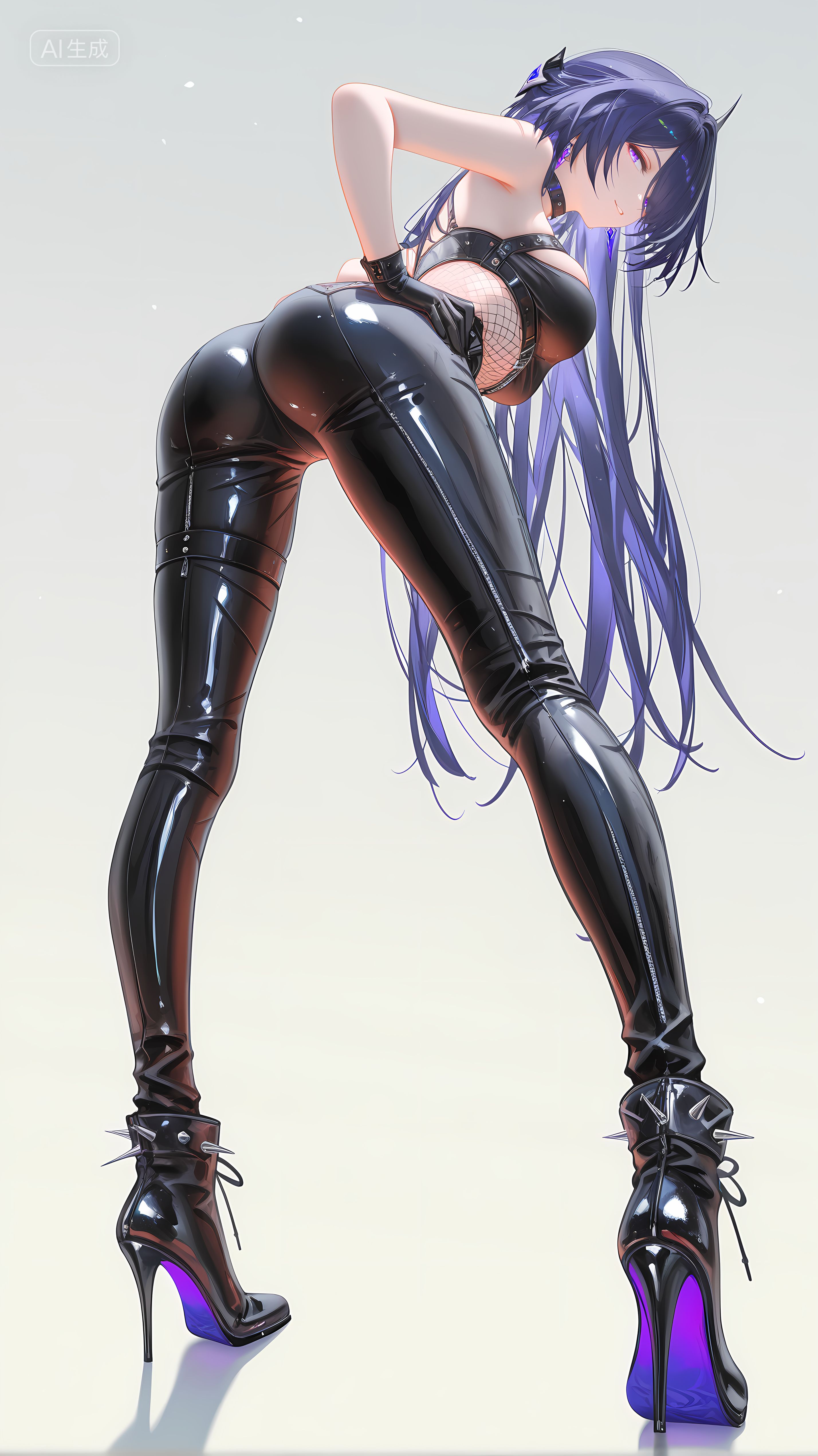 崩坏星穹铁道 黄泉 二次元美女 渔网袜 丝袜黑丝 皮衣,第9张
