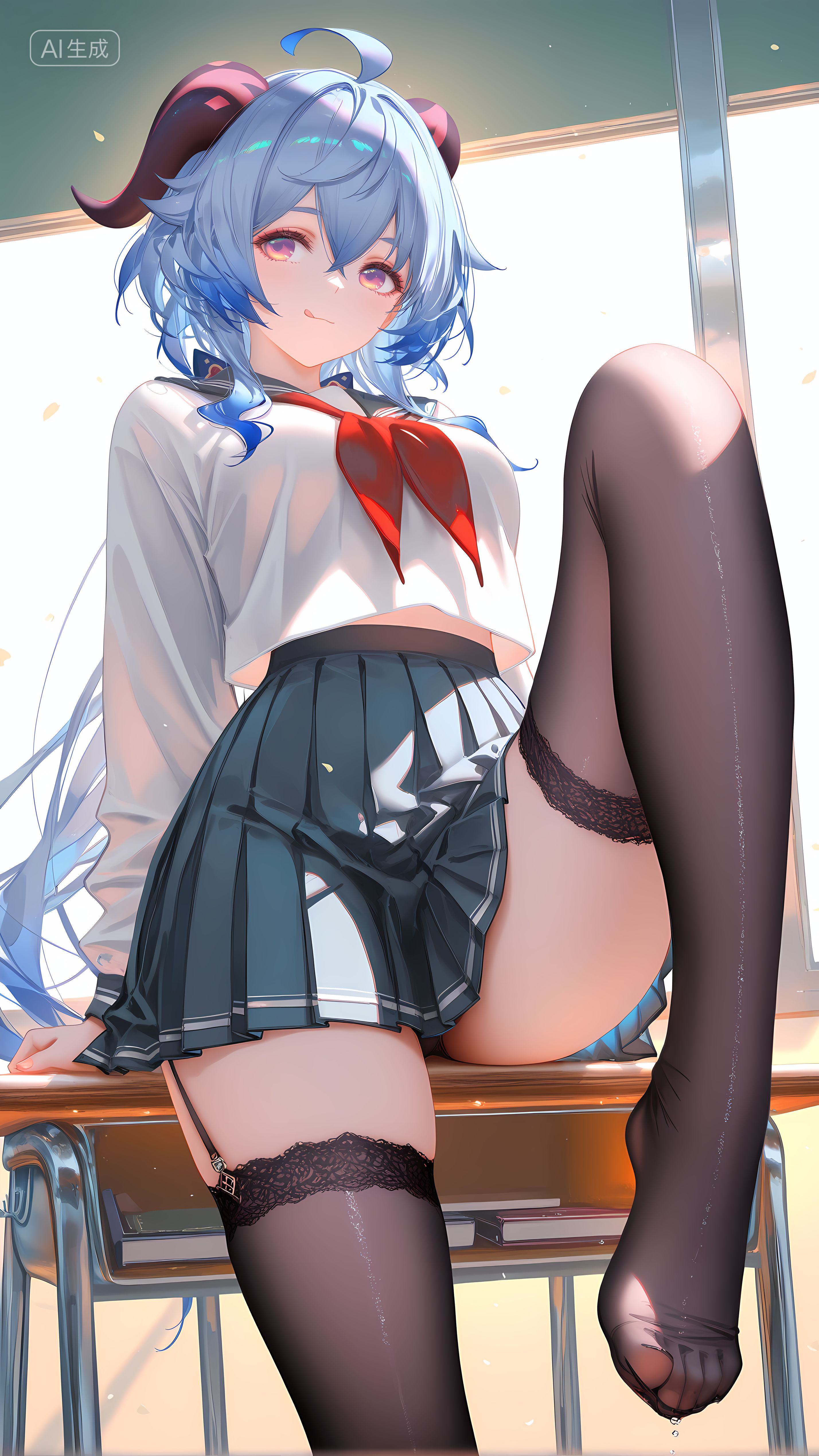 原神 甘雨 旗袍吊带丝袜 渔网袜 裙子JK 百褶裙,第2张