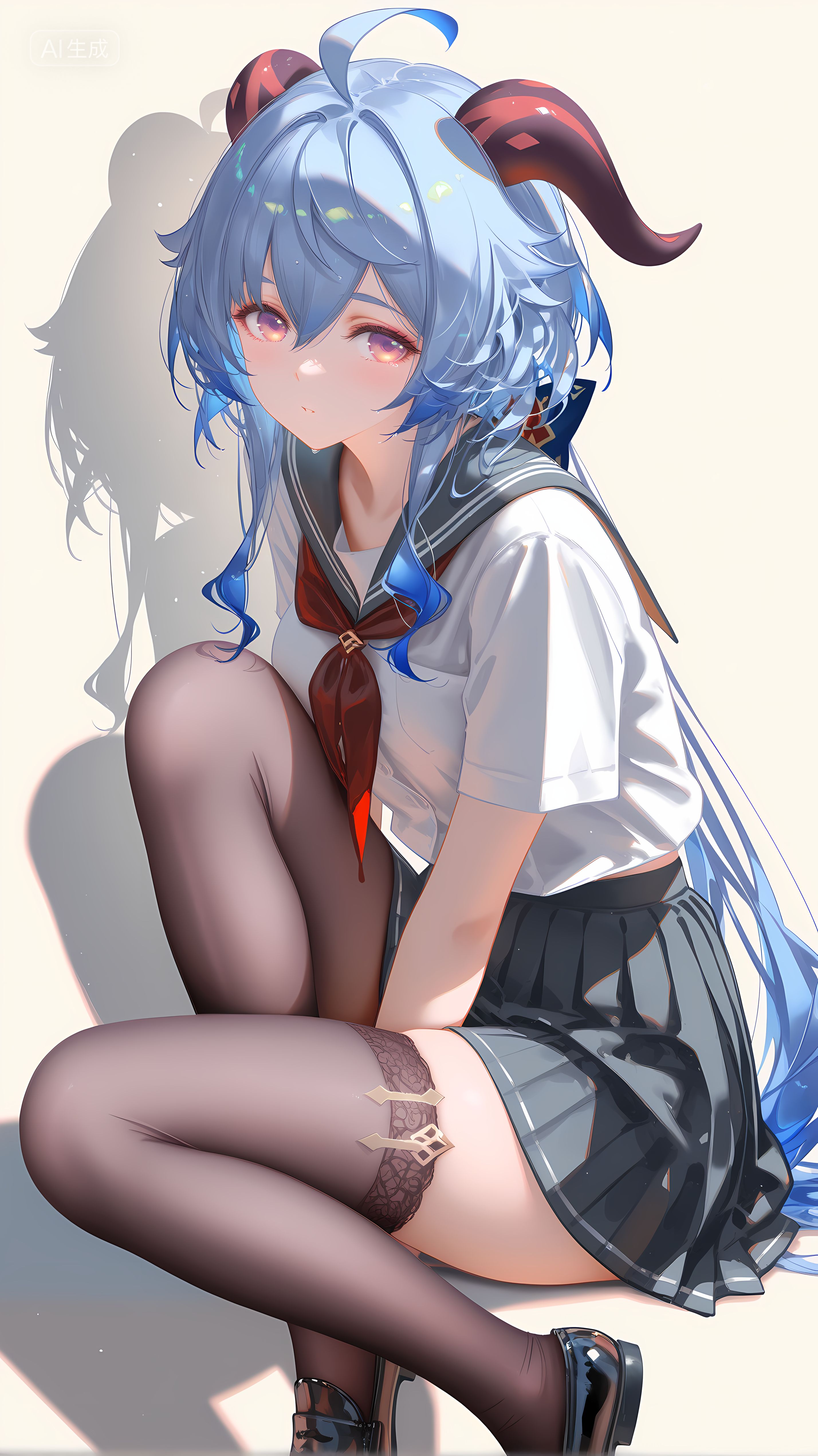 原神 甘雨 旗袍吊带丝袜 渔网袜 裙子JK 百褶裙,第3张