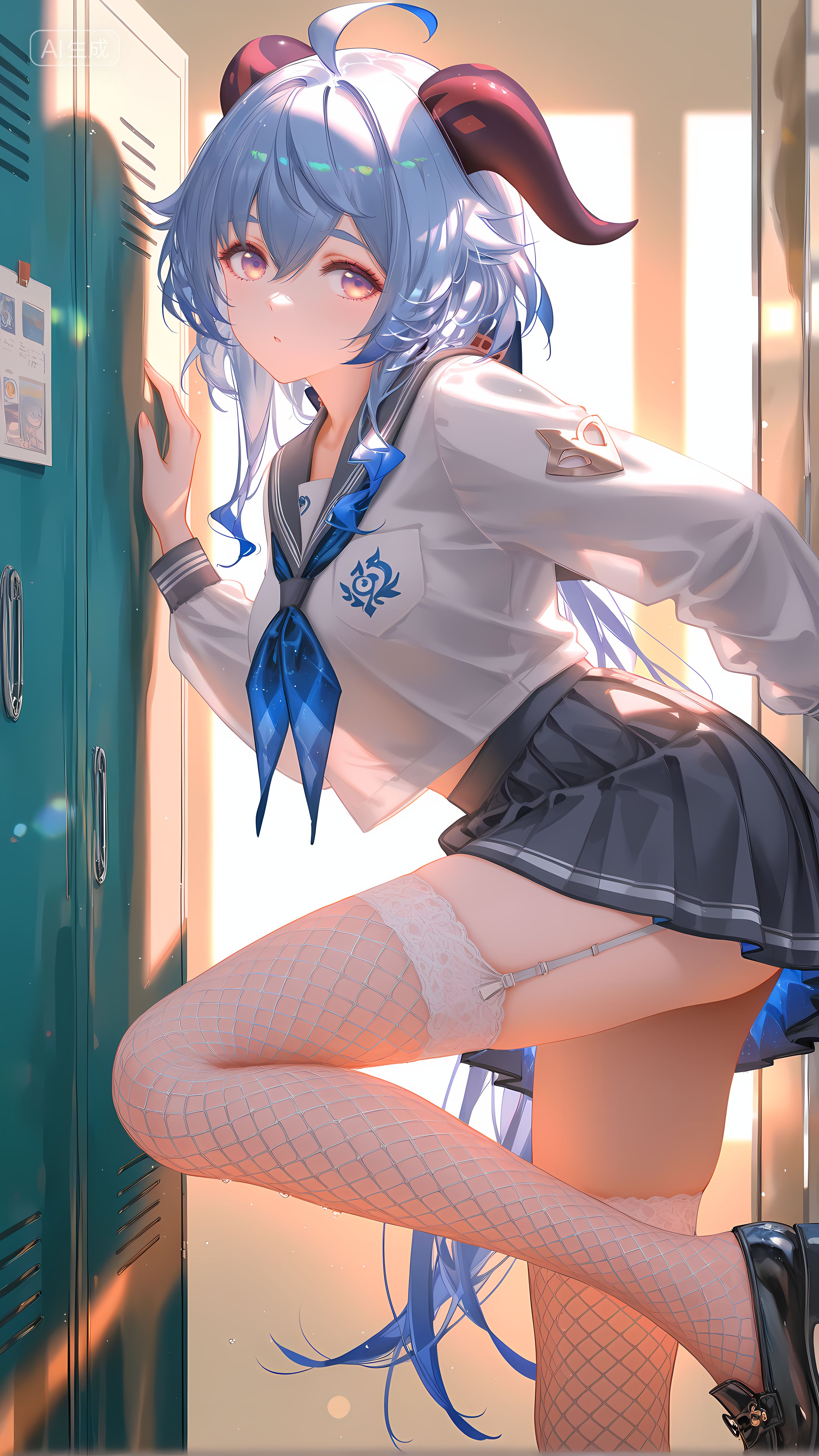 原神 甘雨 旗袍吊带丝袜 渔网袜 裙子JK 百褶裙,第5张