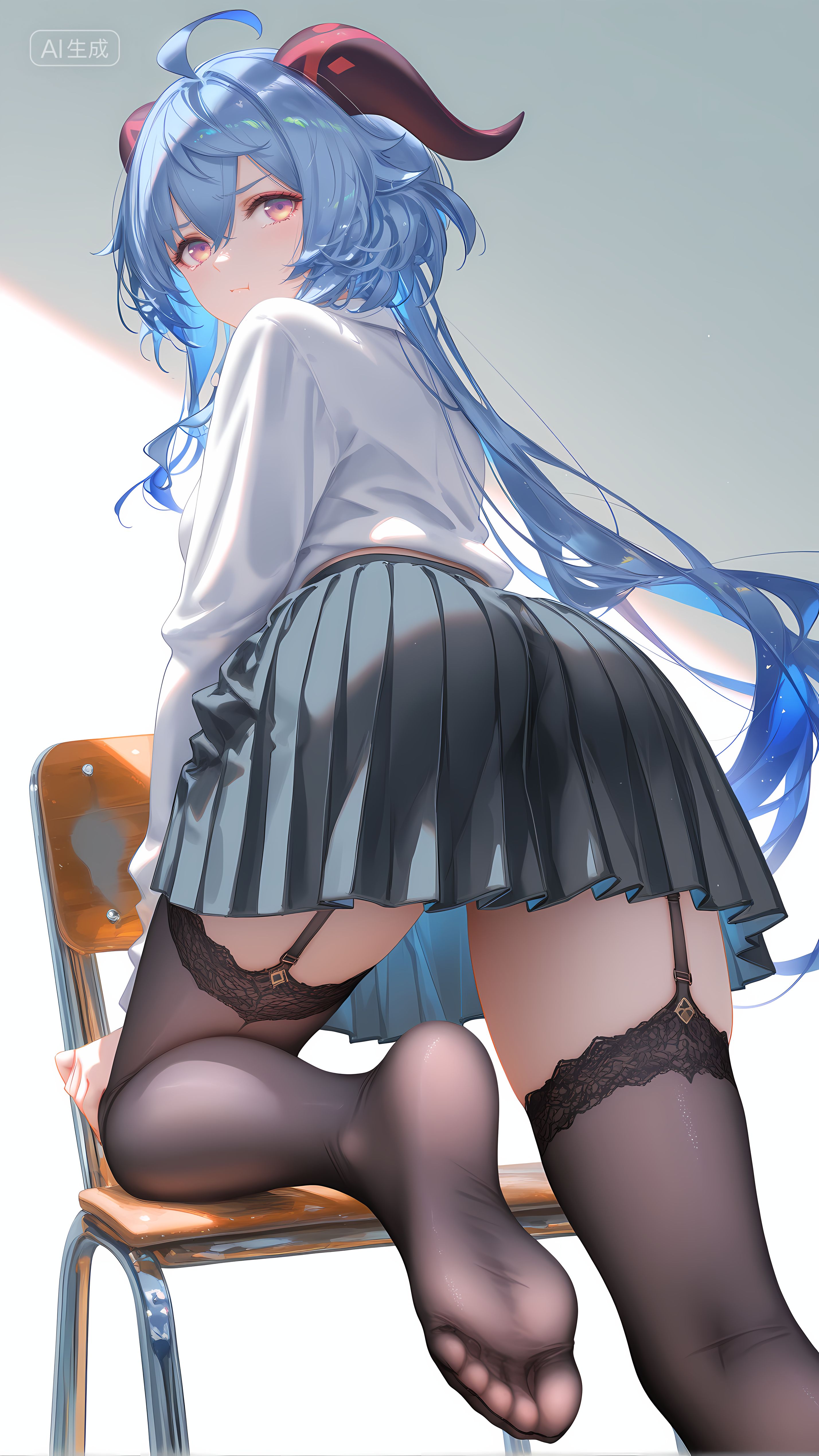 原神 甘雨 旗袍吊带丝袜 渔网袜 裙子JK 百褶裙,第4张