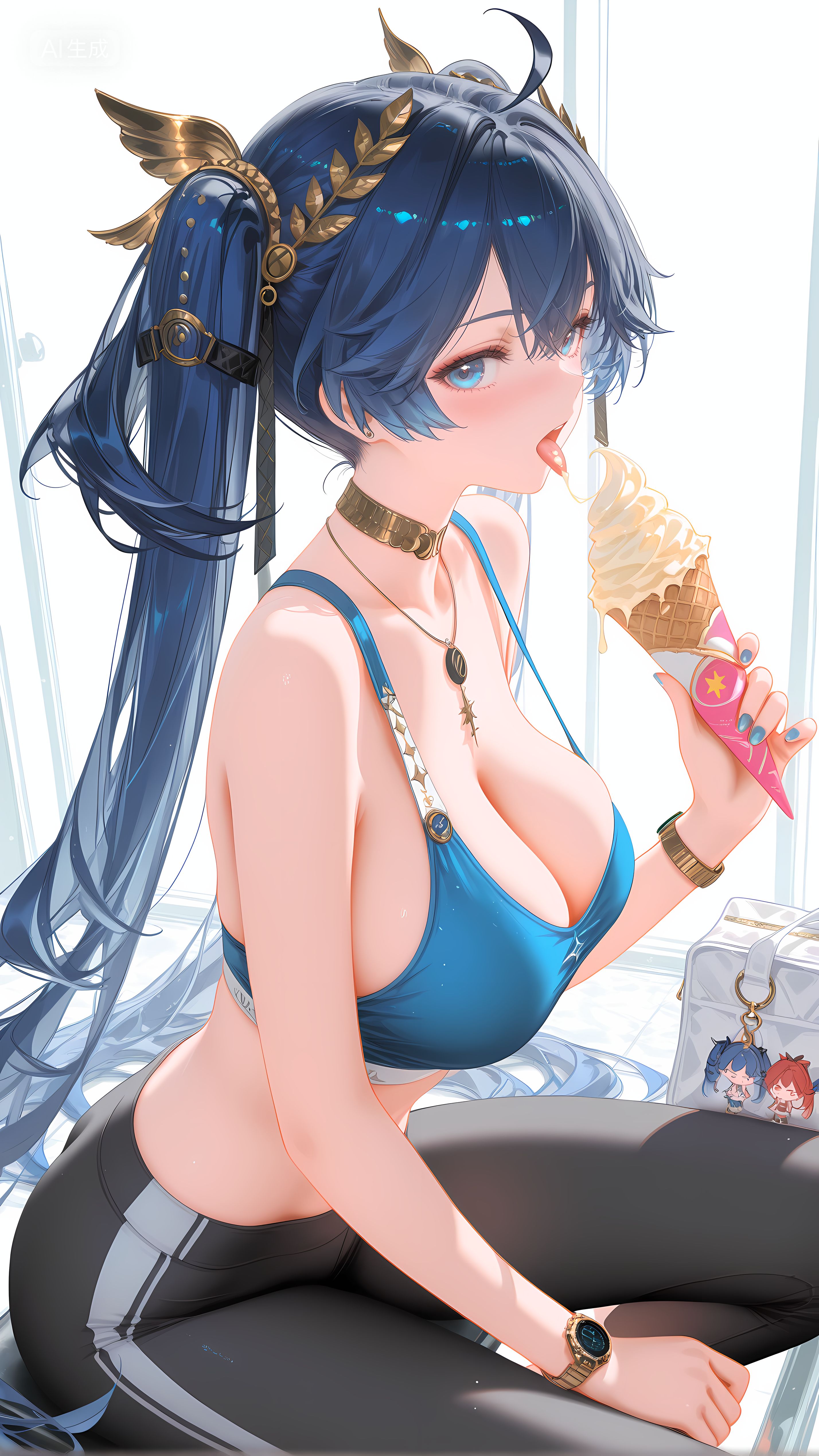 手机游戏鸣潮女性角色尤诺 冰淇淋 瑜伽裤 牛仔裤,第1张