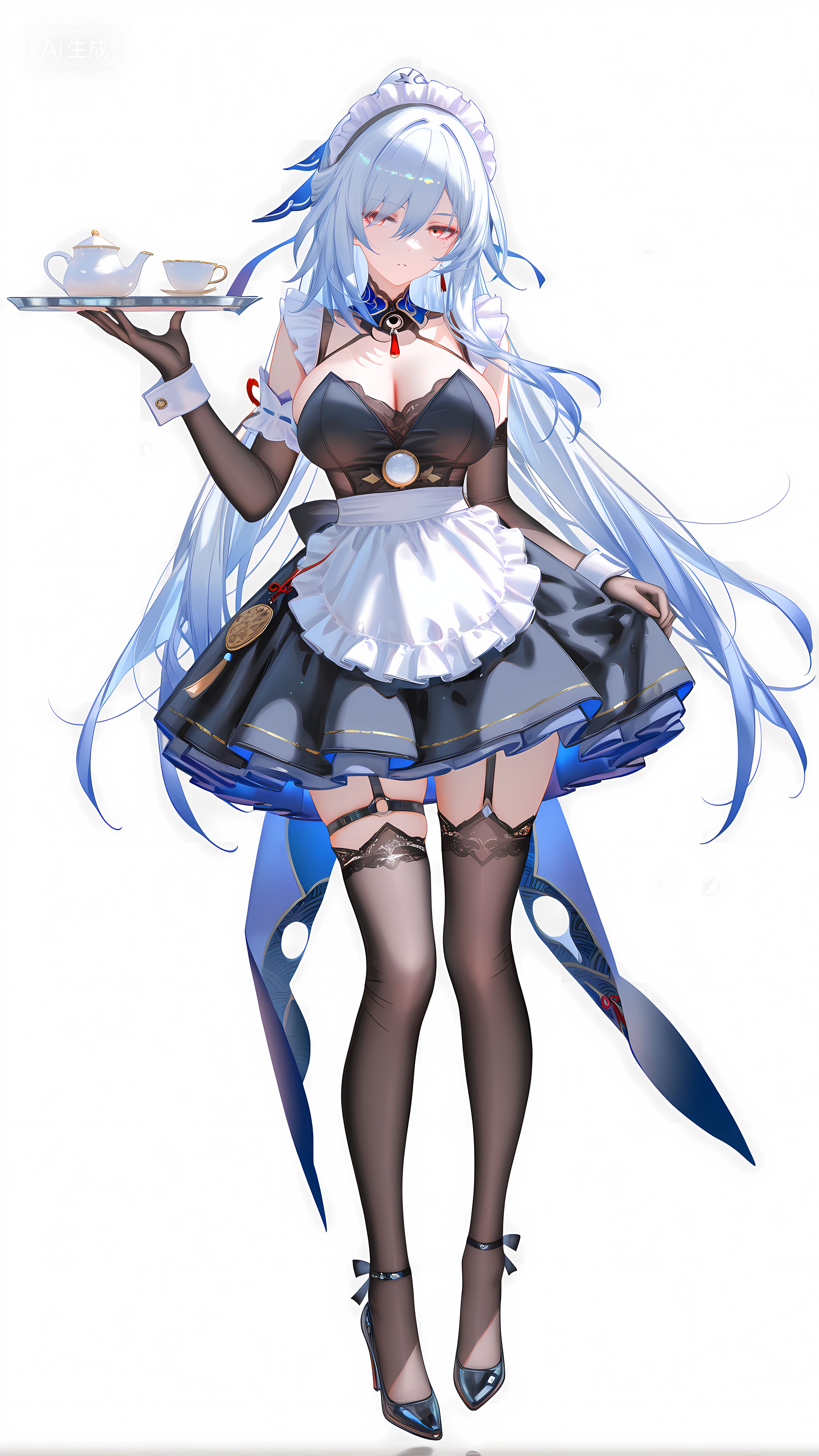 镜流老师 手机游戏壁纸 崩坏星穹铁道 牛仔短裤 丝袜黑丝裤袜 大长腿,第6张