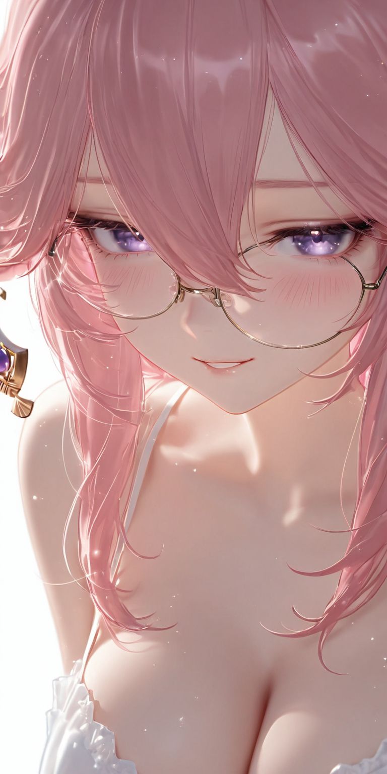 原神八重神子 ai绘画 二次元游戏人物 戴眼镜 美瞳,第1张