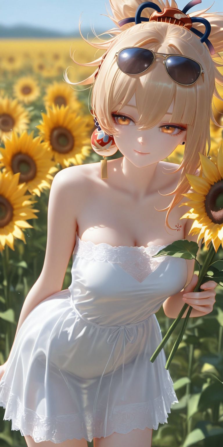 宵宫美腻了 二次元游戏原神 ai绘画 向日葵 自然,第2张