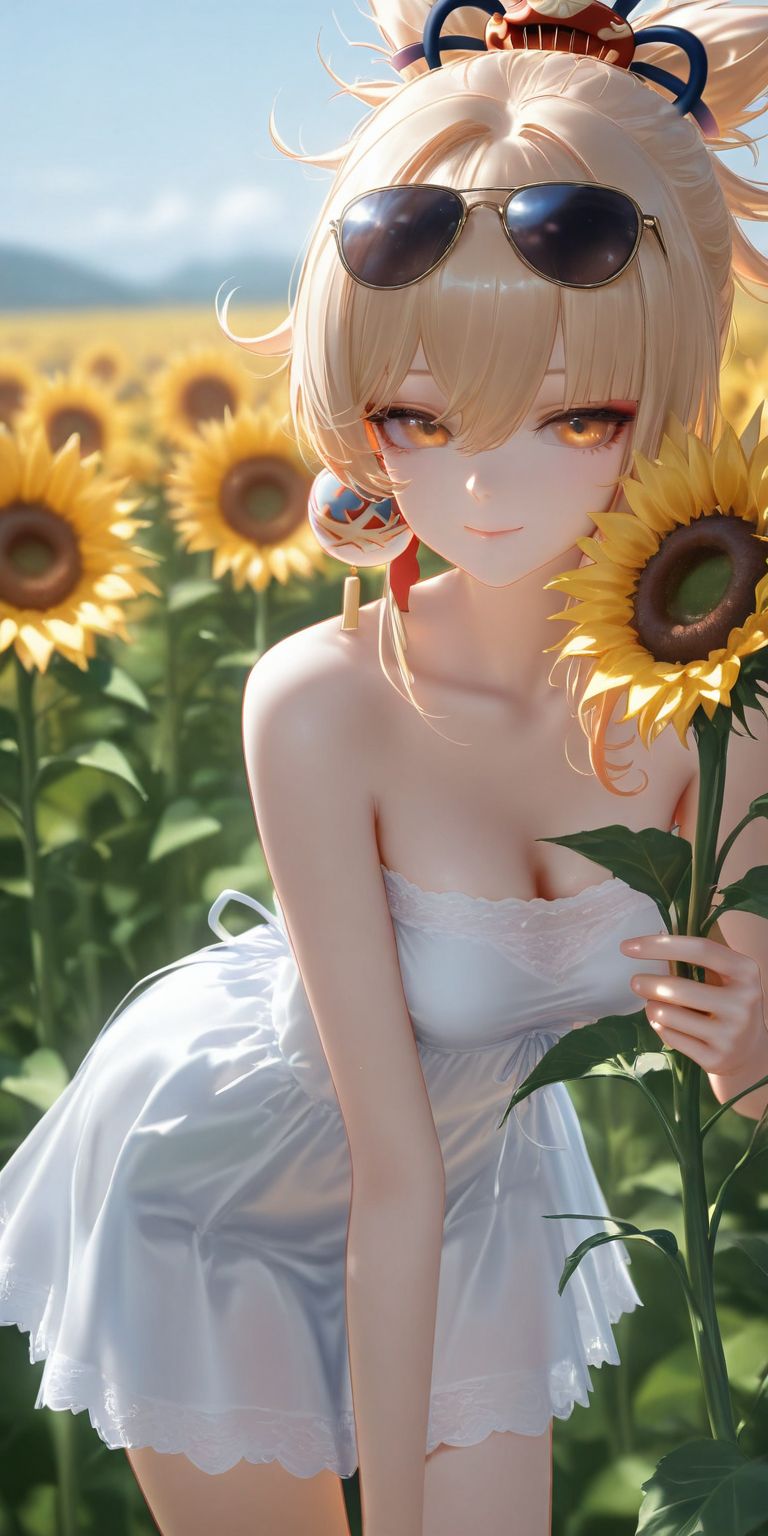 宵宫美腻了 二次元游戏原神 ai绘画 向日葵 自然,第4张
