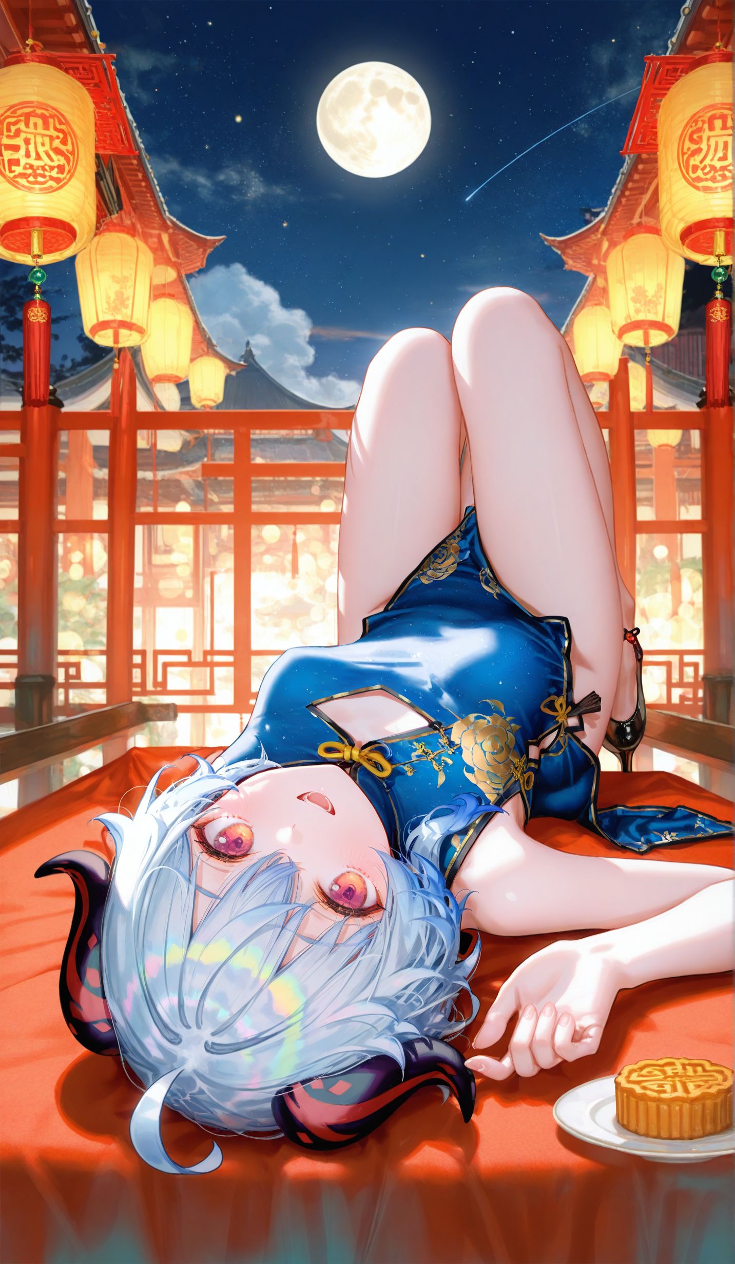 甘雨 中秋节主题 二次元游戏少女 原神旗袍,第1张