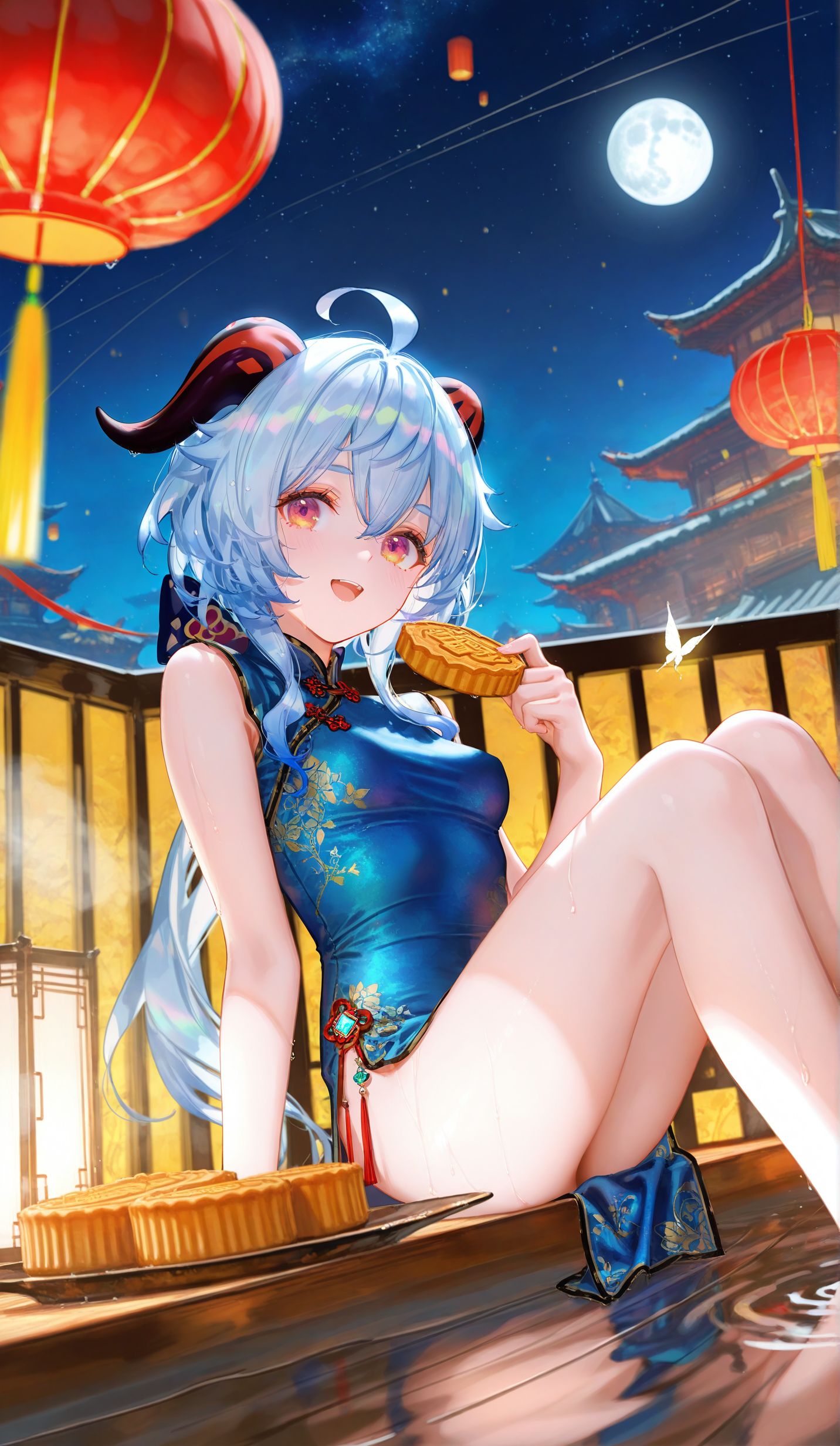 甘雨 中秋节主题 二次元游戏少女 原神旗袍,第2张