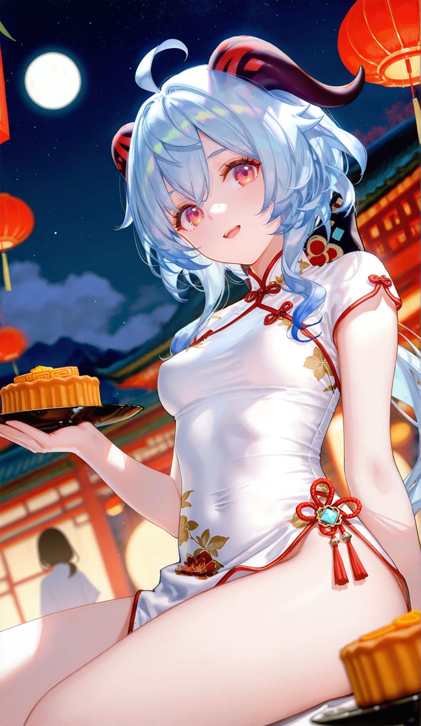 甘雨 中秋节主题 二次元游戏少女 原神旗袍,第7张