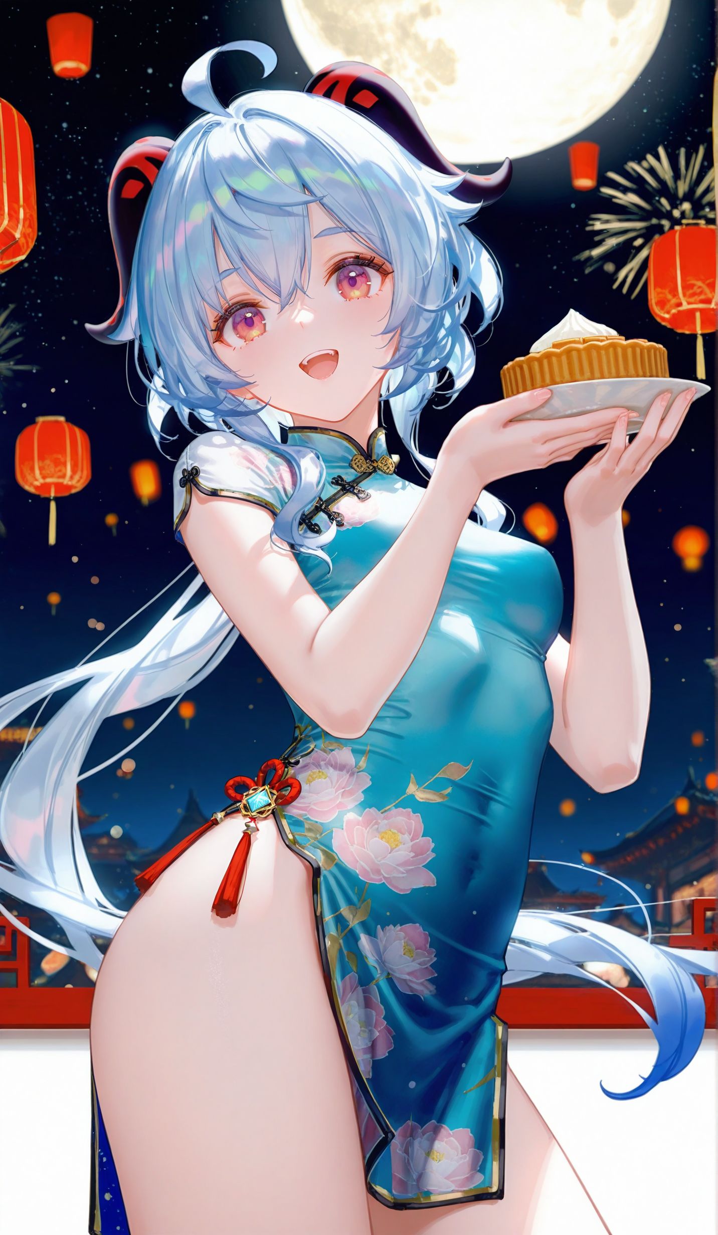 甘雨 中秋节主题 二次元游戏少女 原神旗袍,第6张