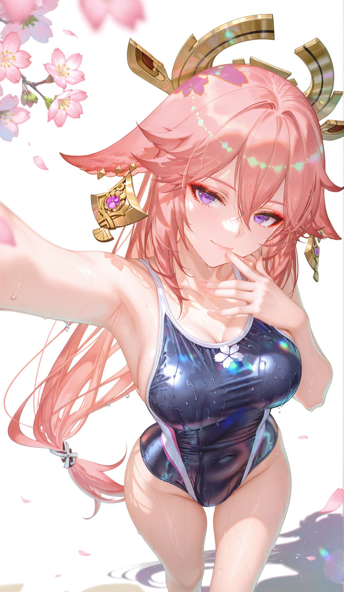 八重神子死库水 原神二次元少女ai绘画手机壁纸,第4张