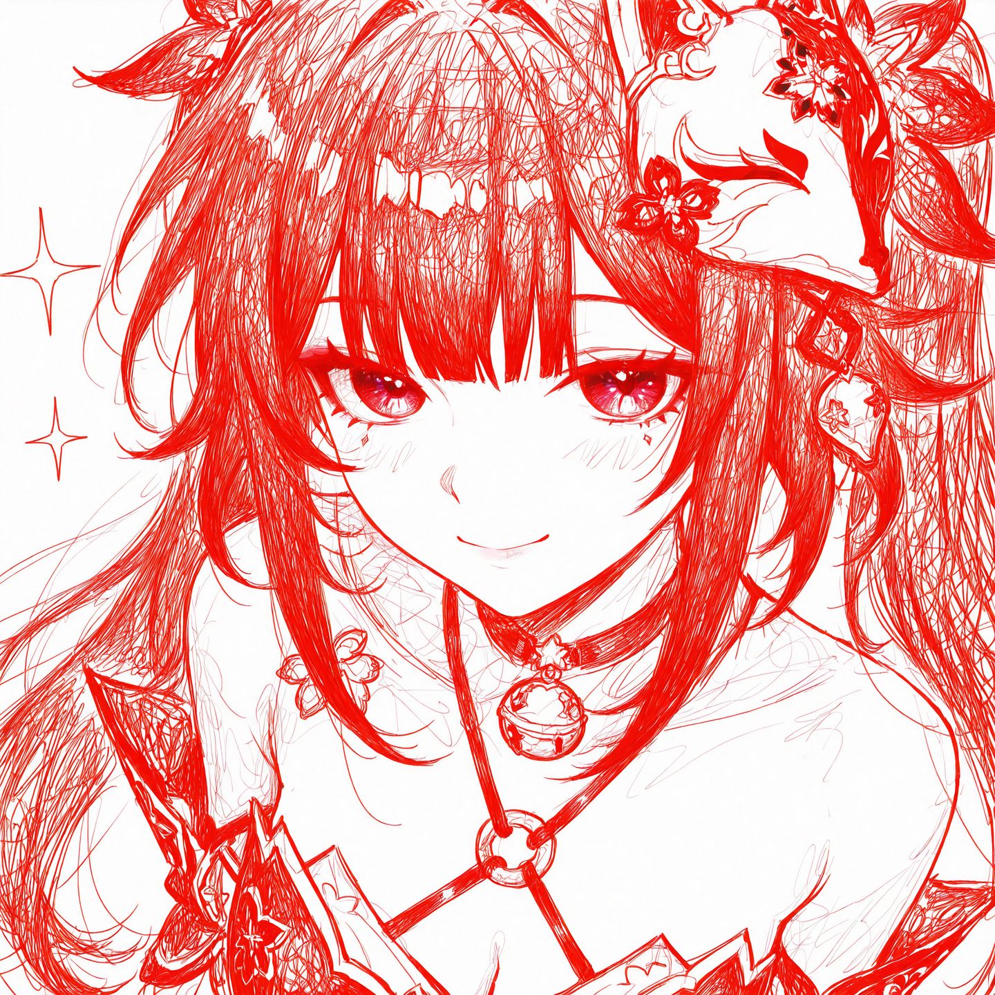 星穹铁道头像 花火 知更鸟 银狼 线稿,第3张