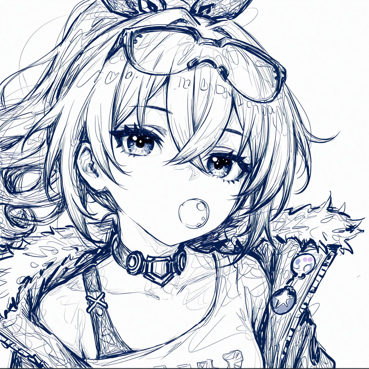 星穹铁道头像 花火 知更鸟 银狼 线稿,第2张