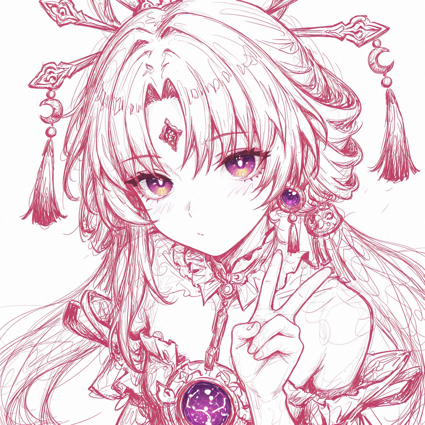 高清头像线条质感 线稿 星穹铁道 流萤 黄泉 七月七,第1张