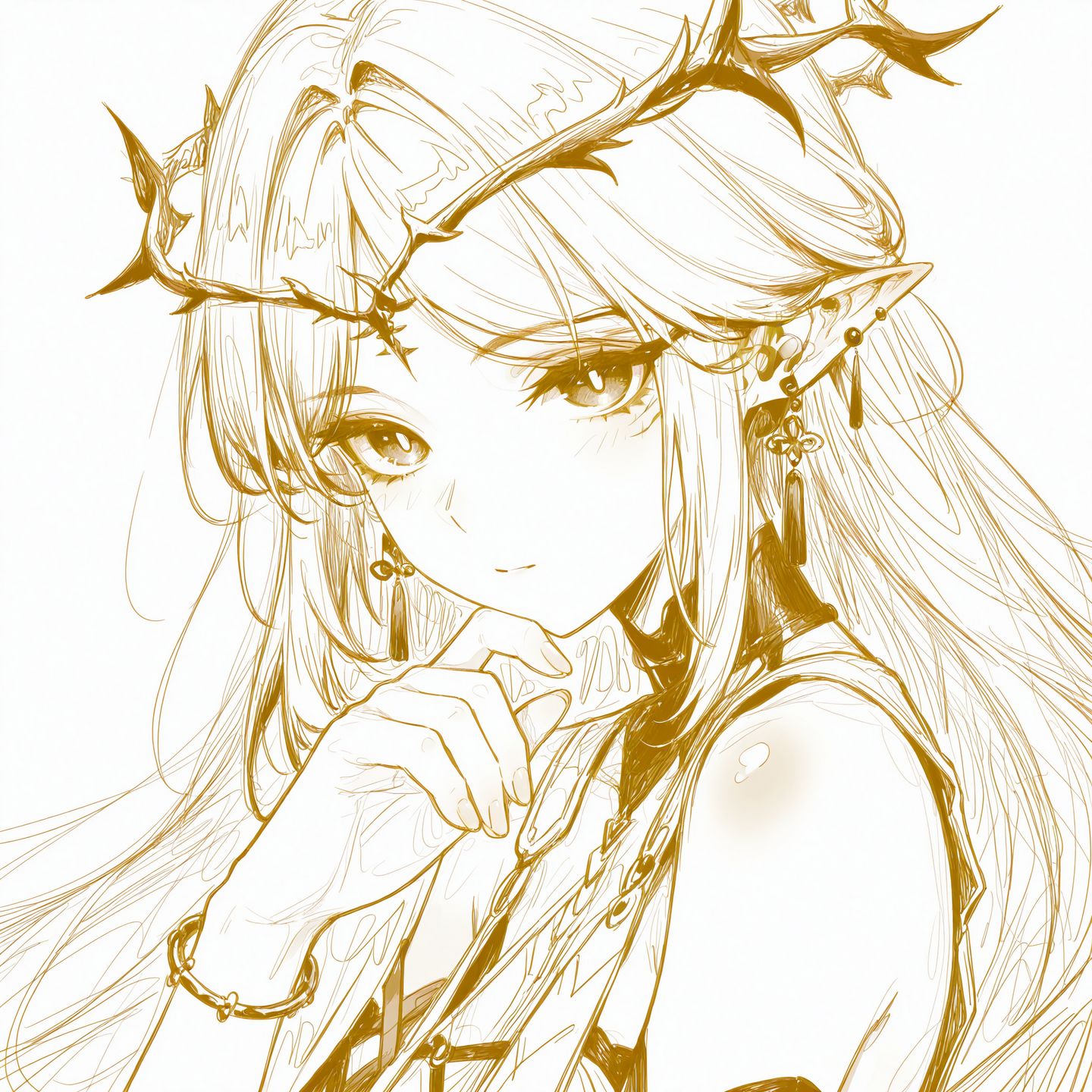 头像线稿 鸣潮 尤诺 守岸人 奥古斯塔,第1张