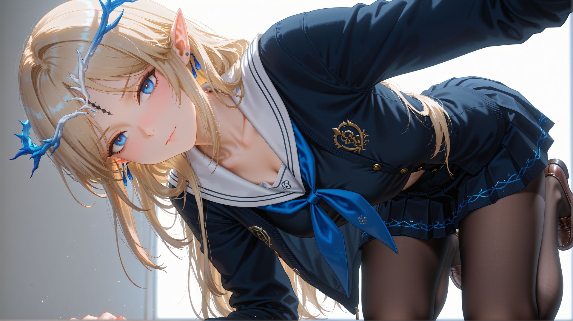 电脑壁纸桌面🐾Share 鸣潮壁纸 卡提希娅 Wallpaper 丝袜黑丝百褶裙,第1张