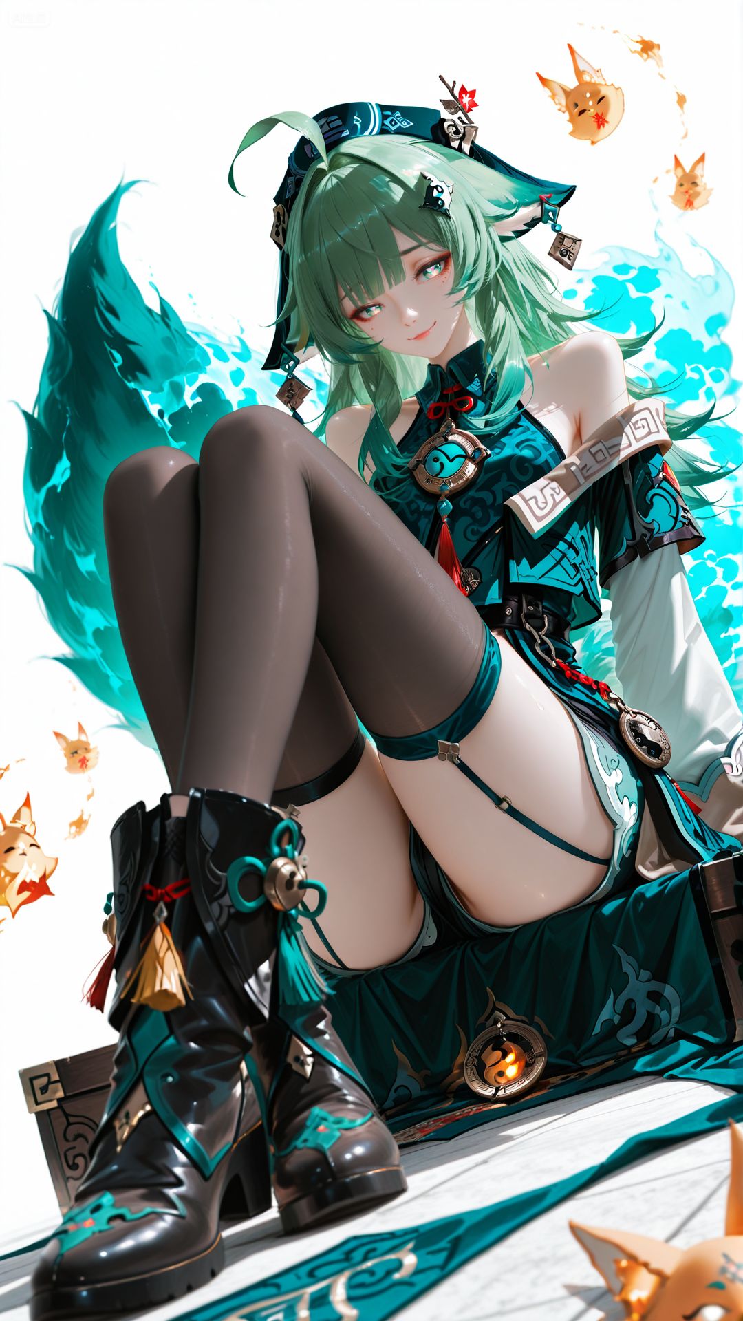 二次元壁纸游戏人物 吊带袜黑丝美腿,第1张