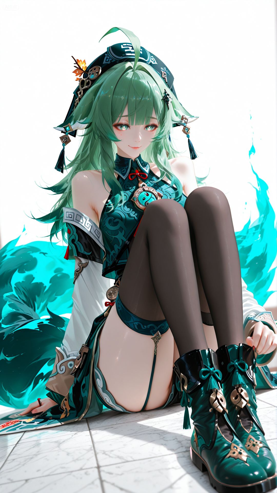 二次元壁纸游戏人物 吊带袜黑丝美腿,第2张