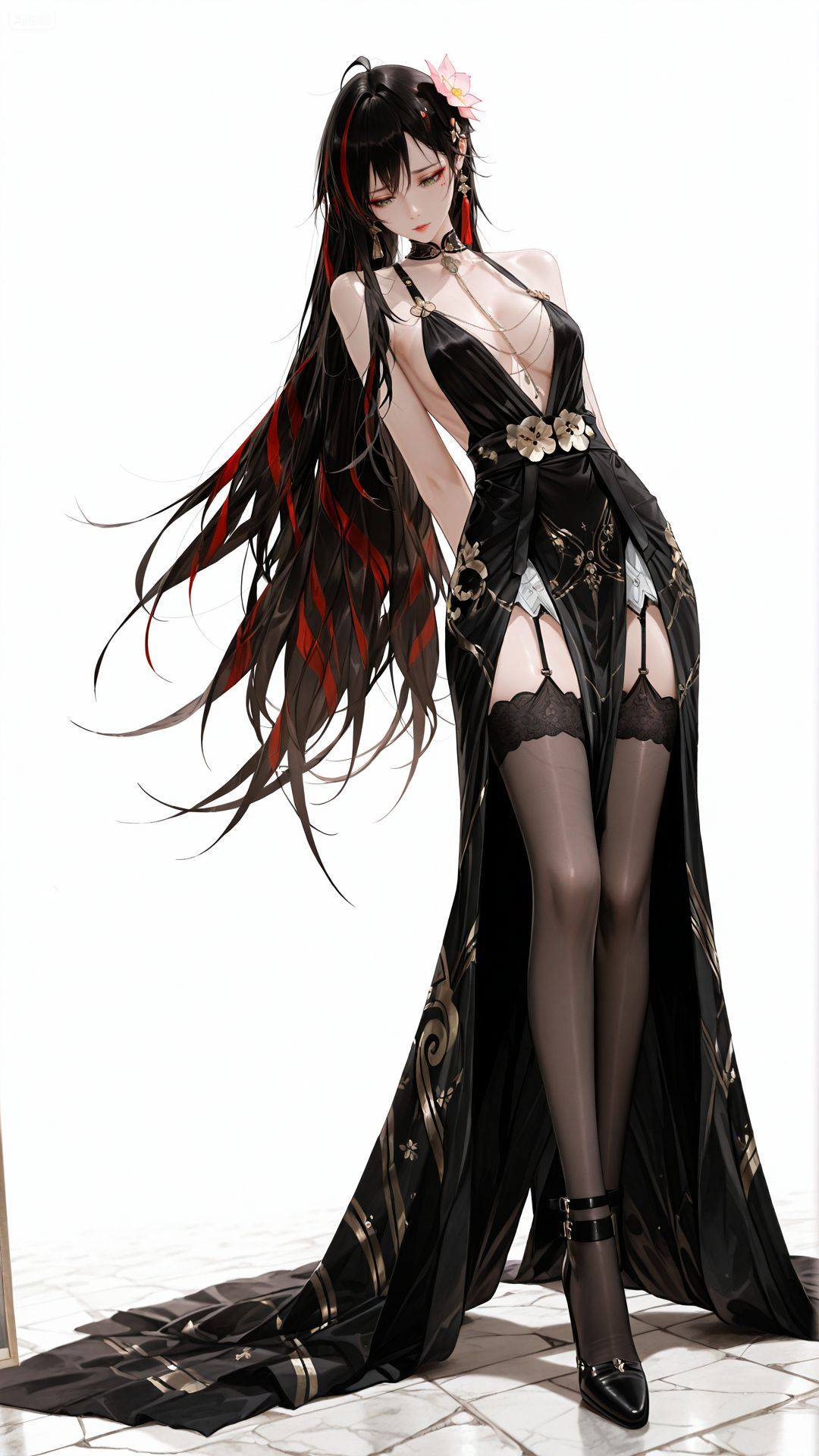 二次元游戏壁纸 吊带黑丝暗黑系御姐 大长腿,第2张