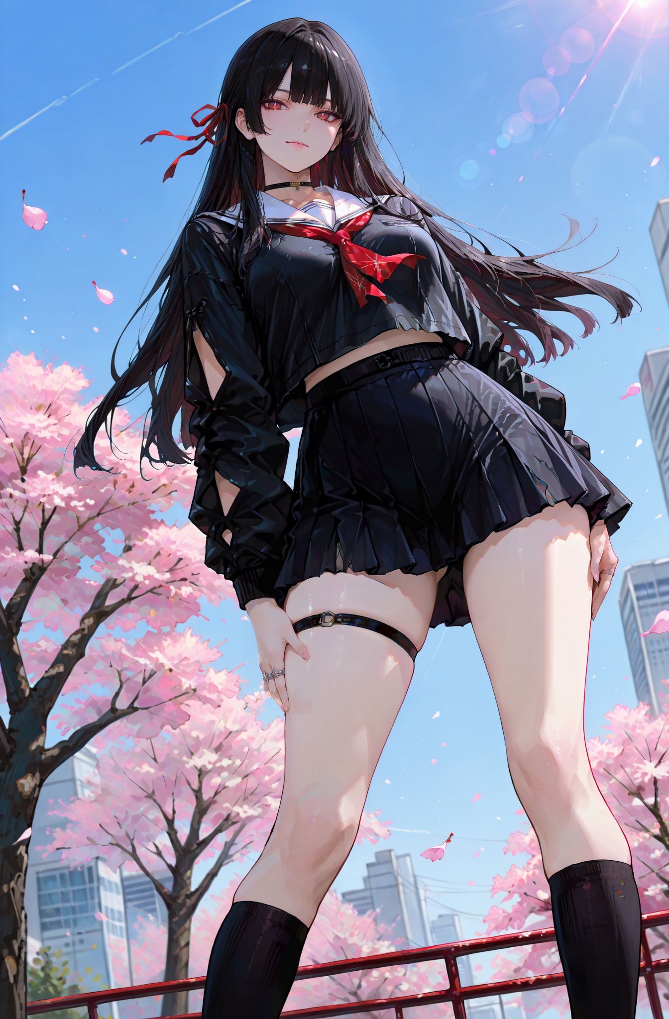 二次元游戏角色美女 鸣潮千咲 校服裙子,第1张