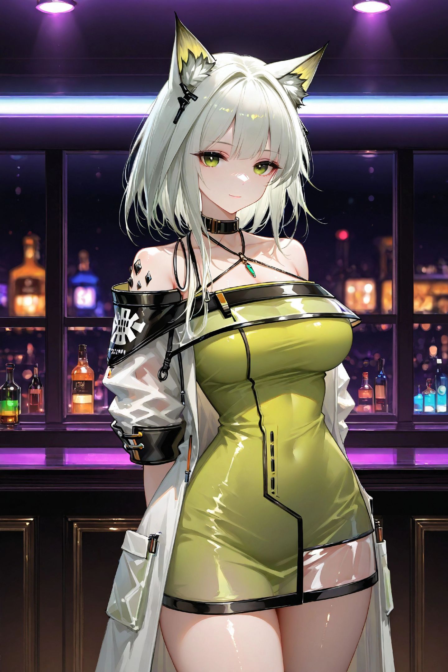 胜利女神nikke 游戏二次元女孩 酒店场景 啤酒红酒霓虹灯,第2张