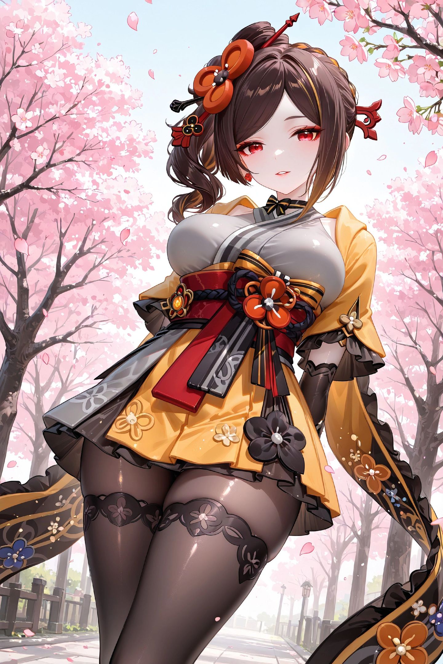 原神千织 二次元女孩 丝袜黑丝樱花可爱,第1张